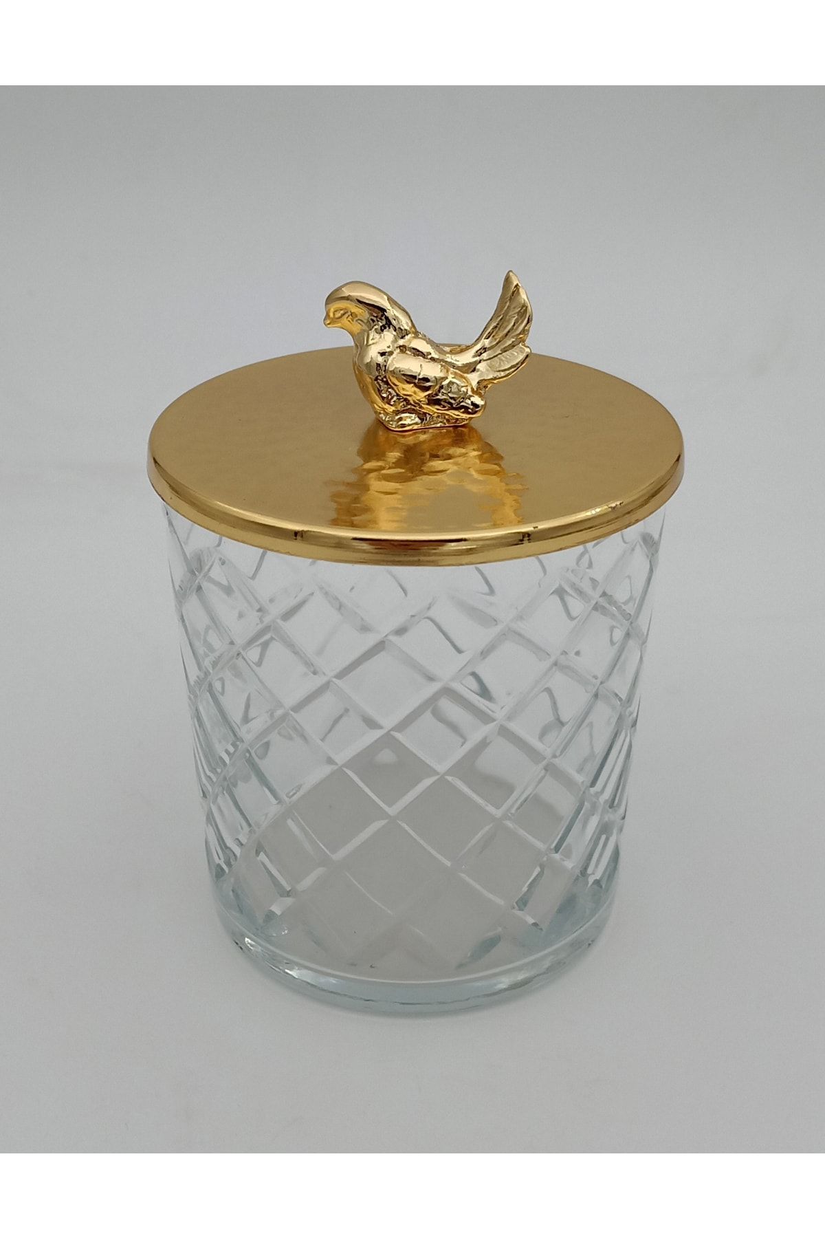 Fidex Home Dekoratif Cam Çerezlik-şekerlik-gold Kuş Kapaklı