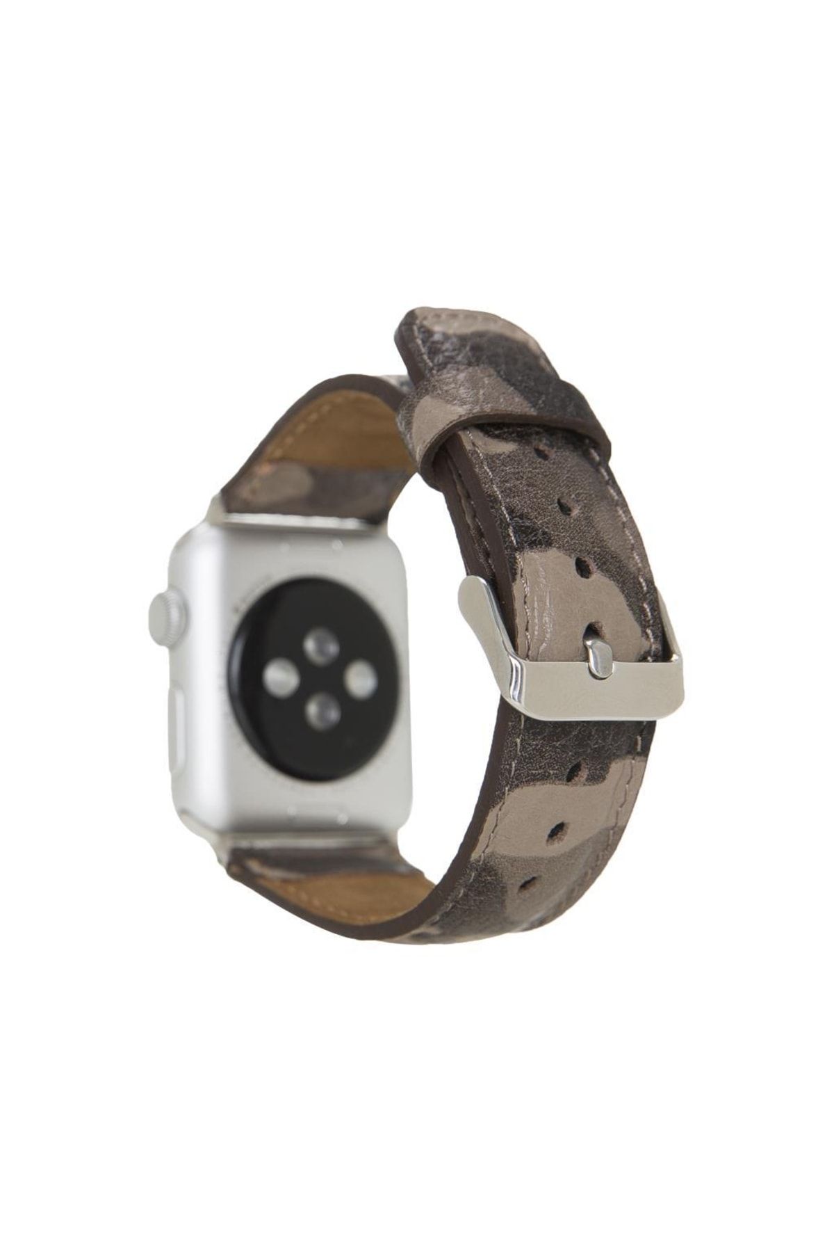 Plm Apple Watch Uyumlu Deri Kordon 42-44-45mm Kamuflaj Bej
