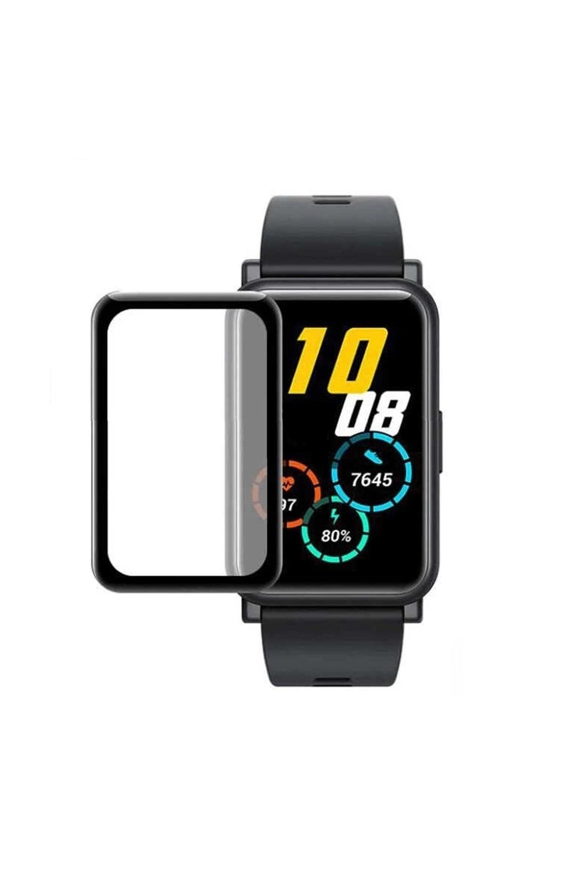 Microsonic Huawei Watch Fit Tam Kaplayan Temperli Cam Full Ekran Koruyucu Siyah