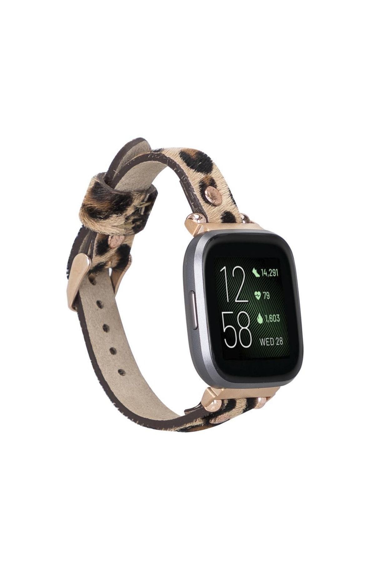 Plm Fitbit Versa-versa Lite-versa 2 Uyumlu Deri Kordon Rt Tüylü Leopar