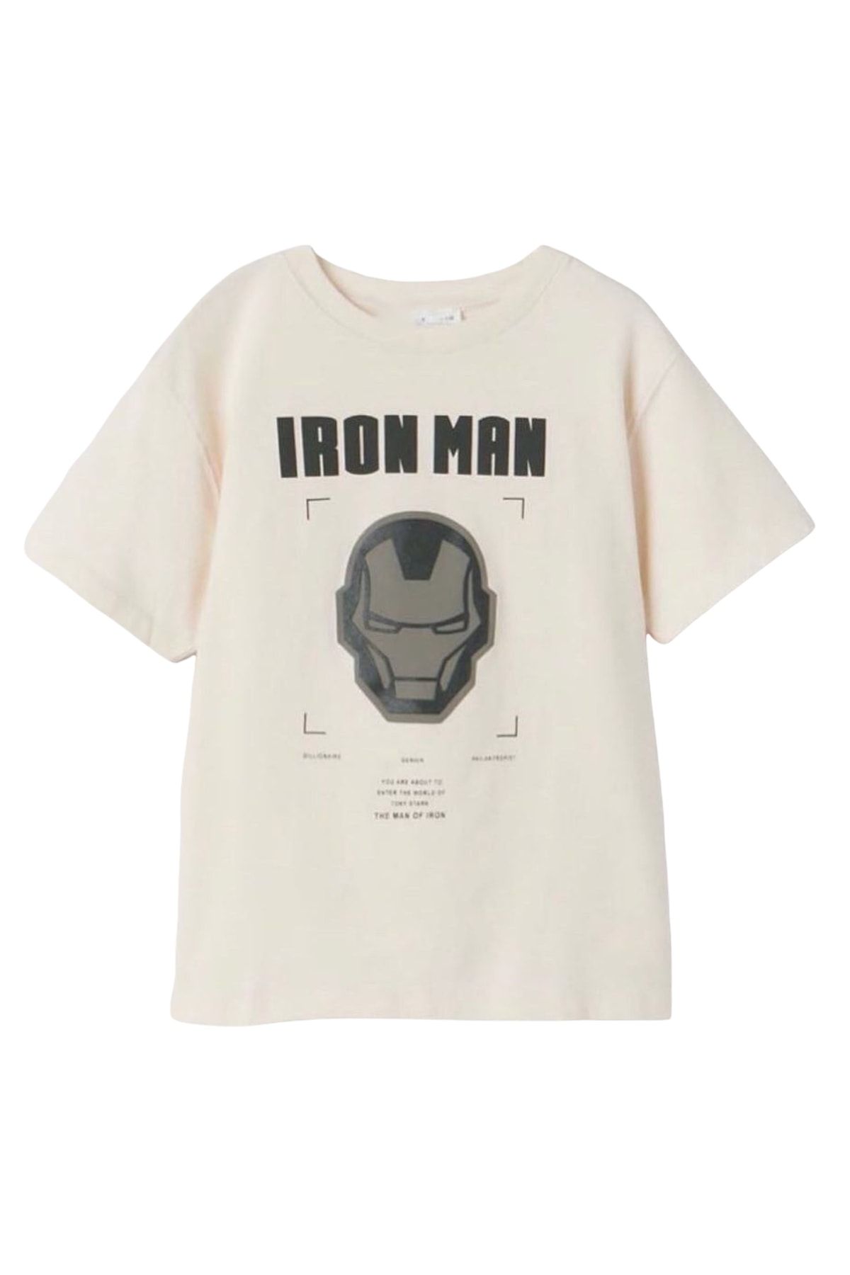 Lolliboomkids Erkek Çocuk Demir Adam Iron Man Karakter Baskı Krem Renk T-shirt Yeni Sezon