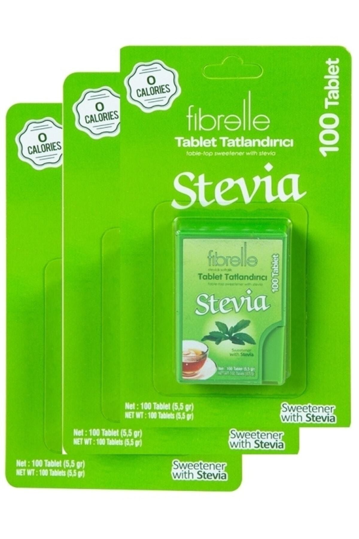 Fibrelle Stevia Lı Tablet Tatlandırıcı 100'lük Kutu 3 Paket