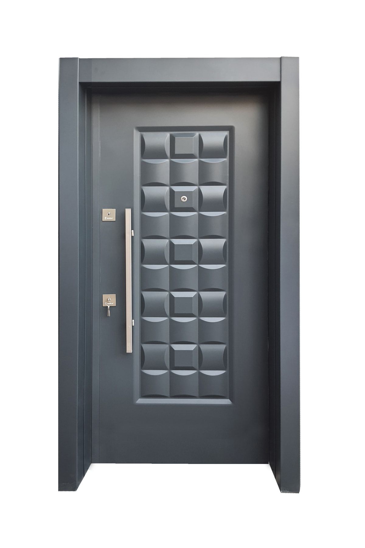 Tezdoor Sac Celik Kapi Tırnaklı Sistem Çelik Kapı, Ahşap Kaplama Kabartmalı Model Daire Kapısı Sağ Açılım