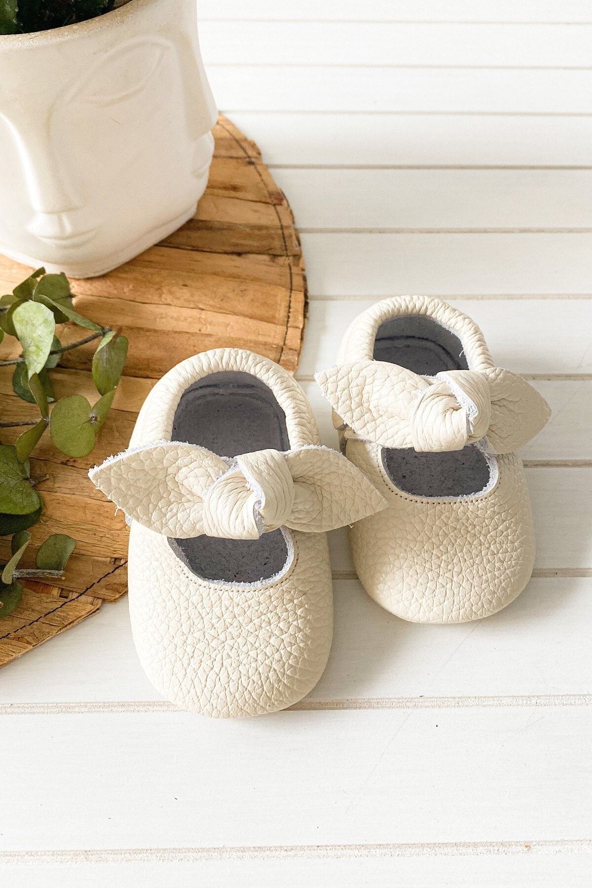 Li Puna - Luz Serisi Beyaz %100 Deri Bebek Ilk Adım Ayakkabısı