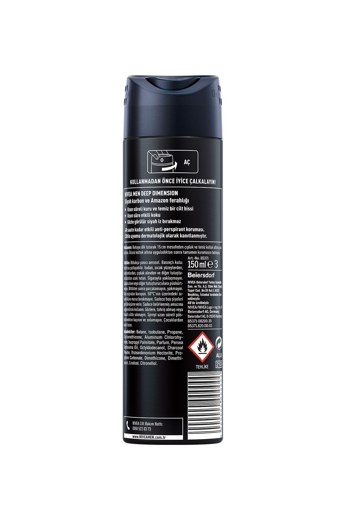 Men Erkek Sprey Deodorant Deep Dimension Amazonia 150ml,48 Saat Anti-perspirant Koruma_1