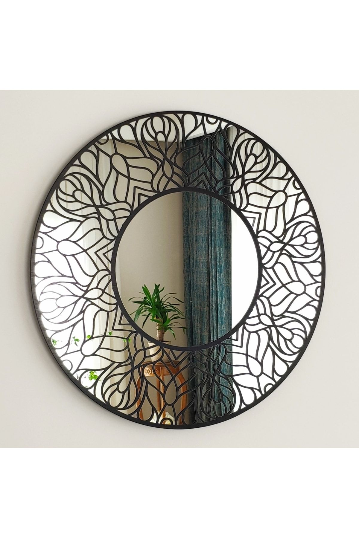 Alfista Art 70 Cm Desenli Yuvarlak Konsol Antre Hol Banyo Aynası Sirius Modeli