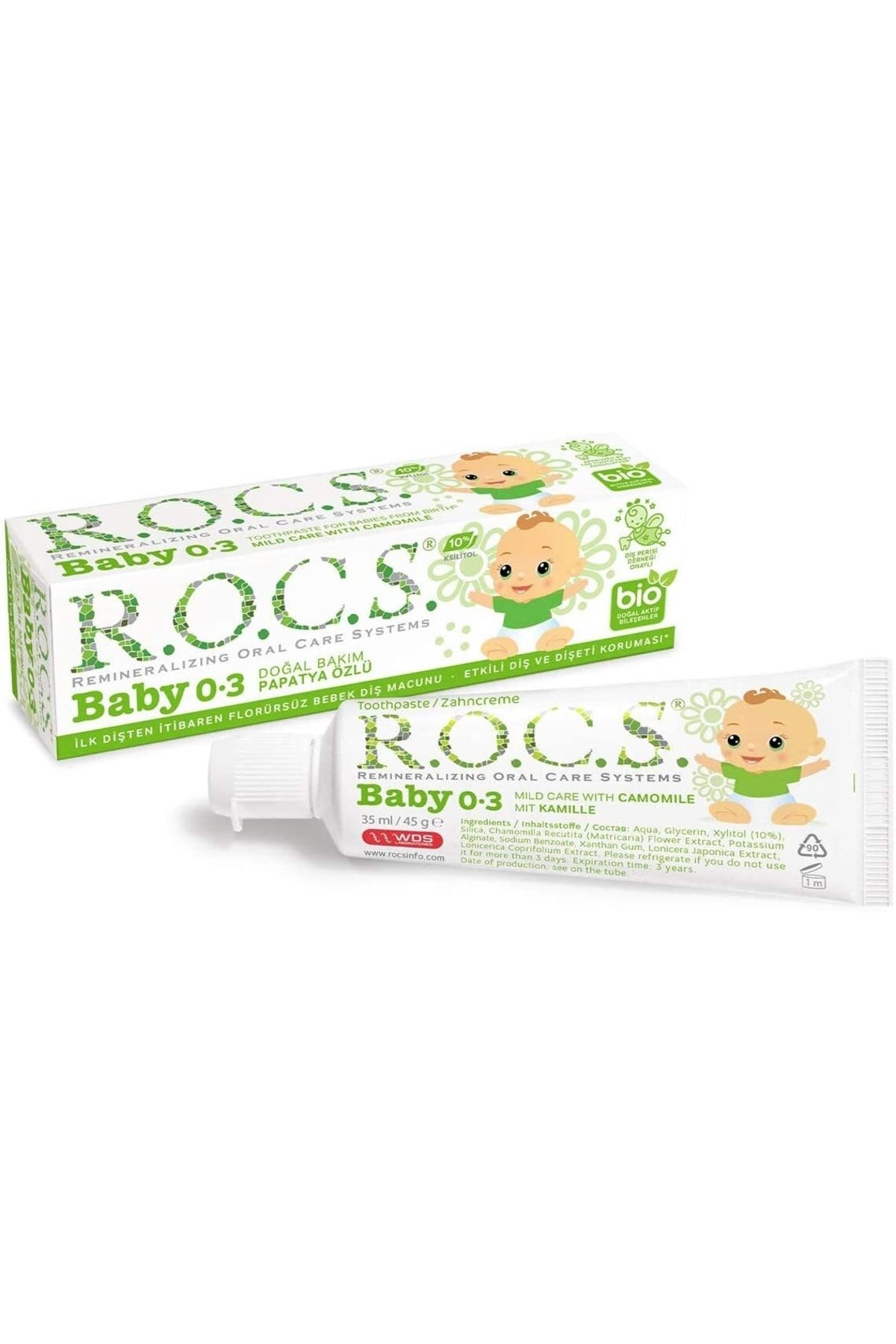 R.O.C.S. Baby 0-3 Yaş Paptya Özlü Florürsüz Bebek Diş Macunu 1 Paket