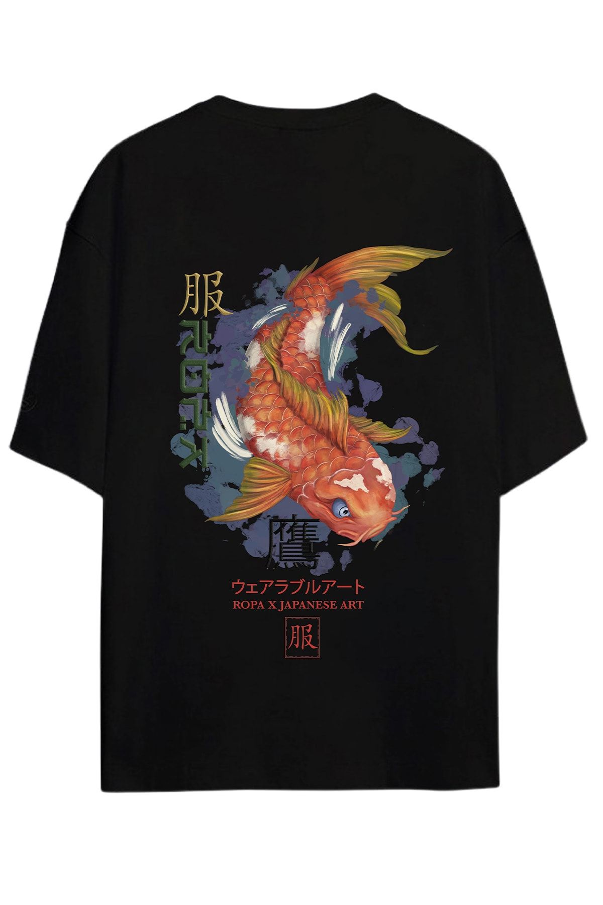ROPA Koi Balığı Oversize Siyah Unisex T-shirt