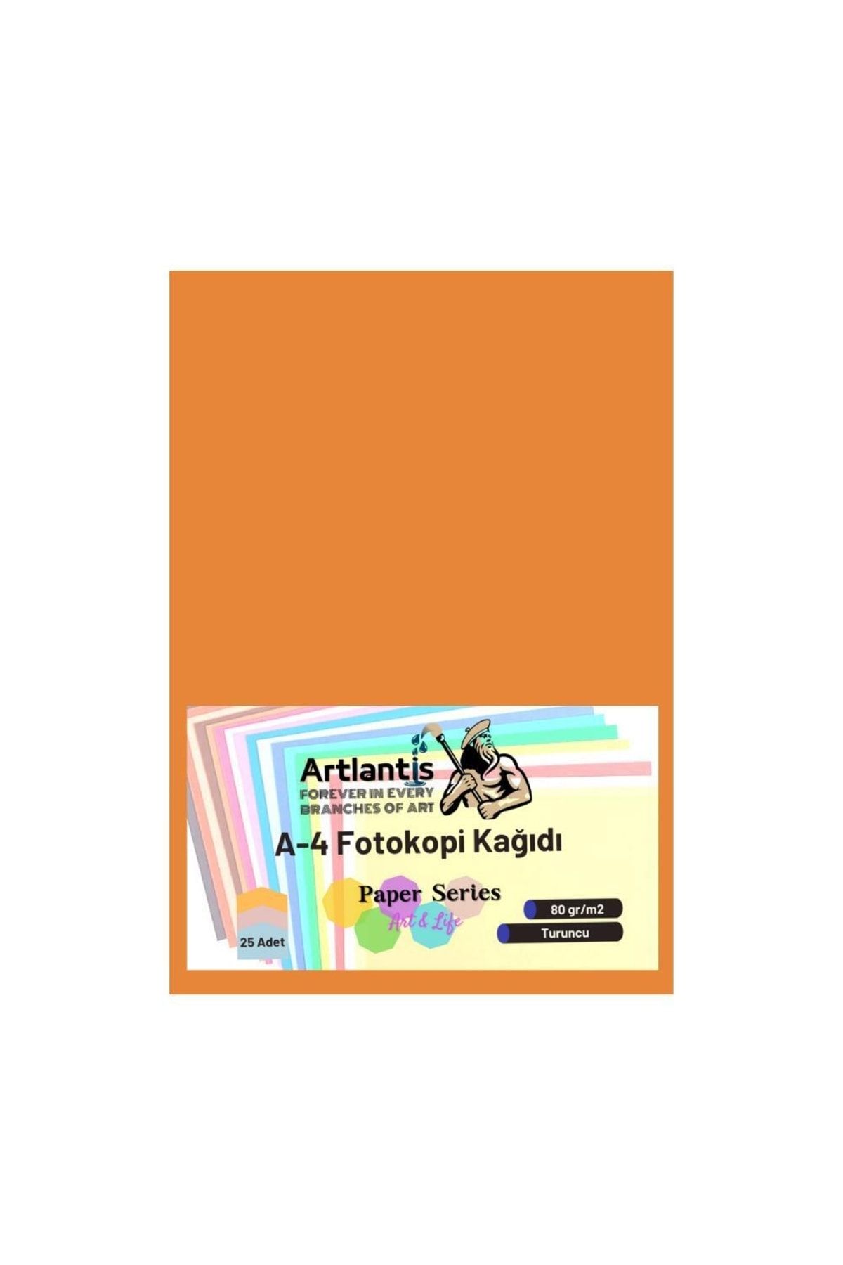 Artlantis Turuncu Renkli A-4 Fotokopi Kağıdı 25 Li 1 Paket Fotokopi Renkli A4 Kağıdı
