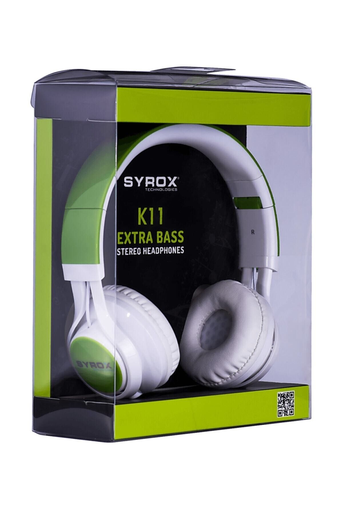 Syrox K11 Stereo Kablolu Ekstra Bass Kulaklık(yeşil)