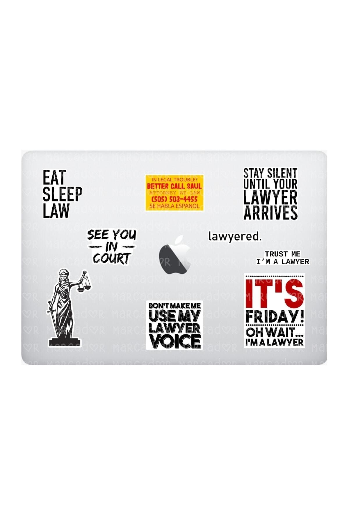 KT Decor Lawyer Hukuk Temalı Laptop Notebook Tablet Sticker Seti (9 Adet)