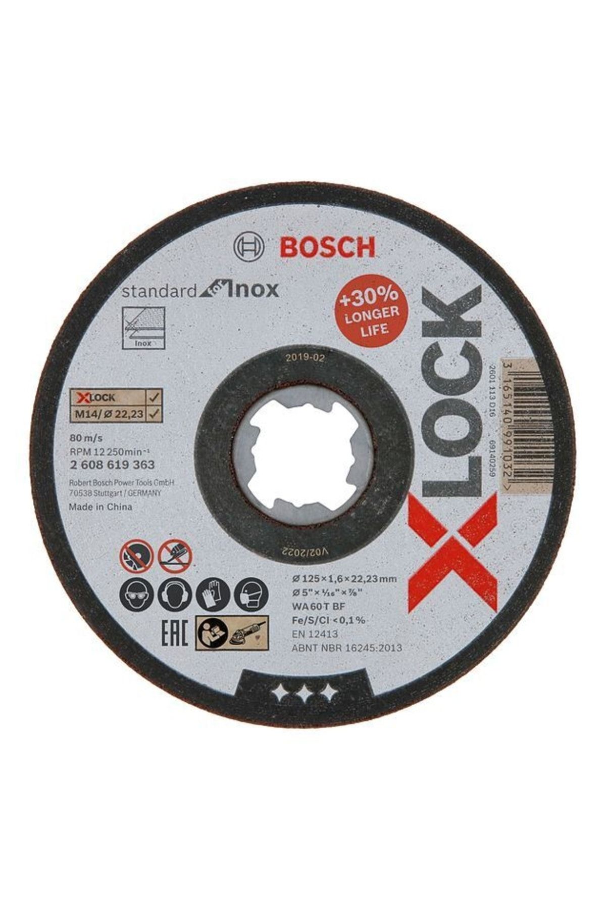 Bosch - X-lock - 125*1,6 Mm Standard Seri Düz Inox (paslanmaz Çelik) Kesme Diski (taş)