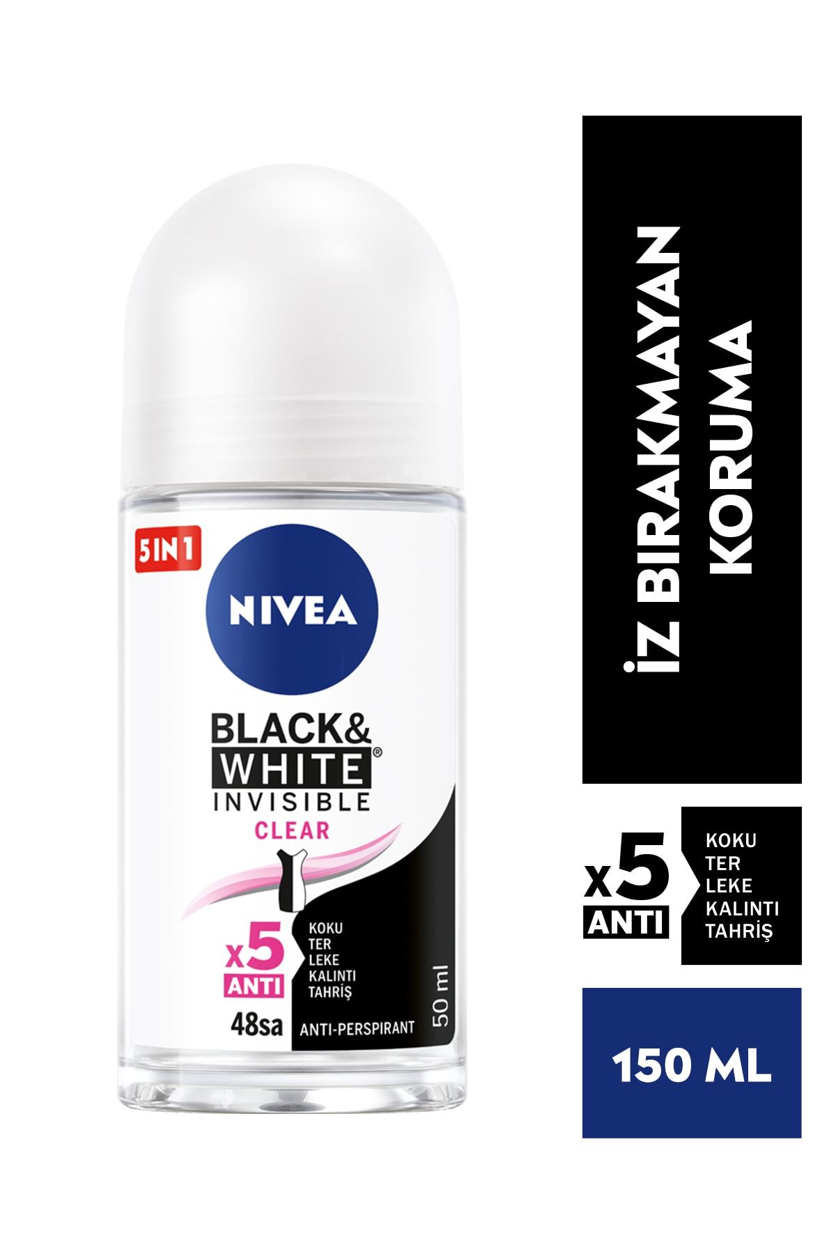 Kadın Black&white Invisible Clear Roll-on Deodorant 50ml_0