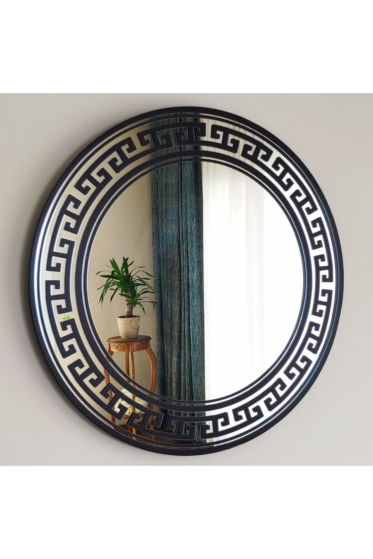 Alfista Art 50cm Dekoratif Desenli Yuvarlak Konsol Dresuar Banyo Aynası Vega Modeli