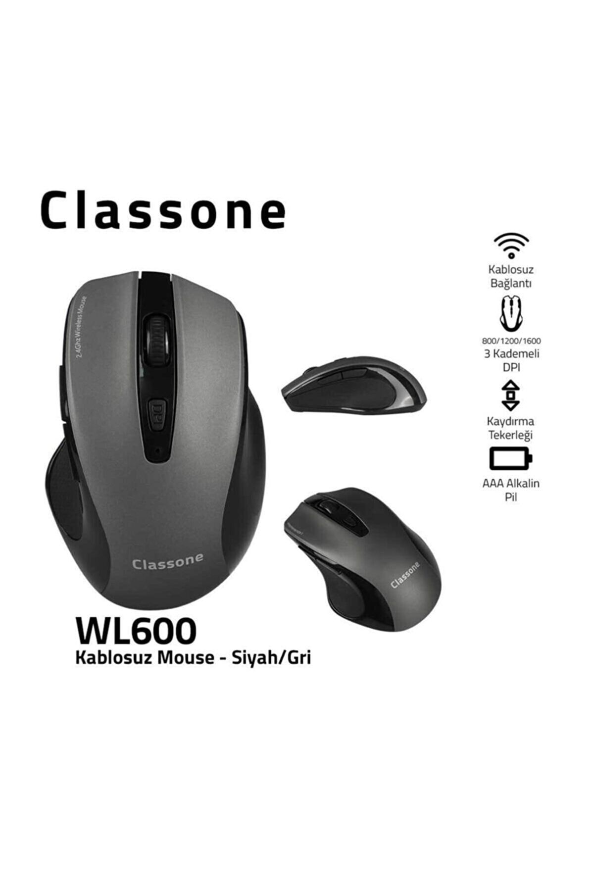 Classone Wl600 Serisi Kablosuz Mouse -siyah/gri