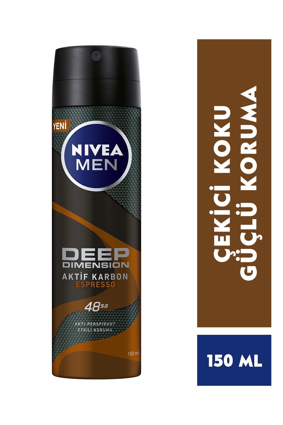 Men Erkek Sprey Deodorant Deep Dimension Espresso 150ml, 48 Saat Anti-perspirant Koruma_0