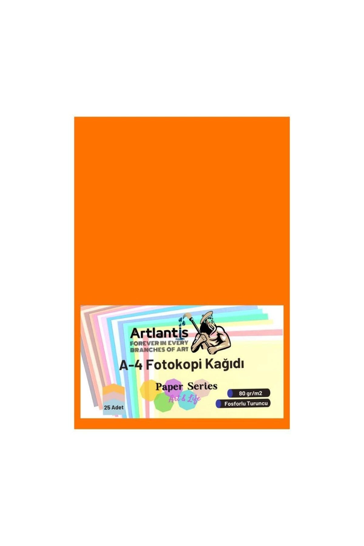 Artlantis Fosforlu Turuncu Renkli A-4 Fotokopi Kağıdı 25 Li 1 Paket Fotokopi Renkli A4 Kağıdı