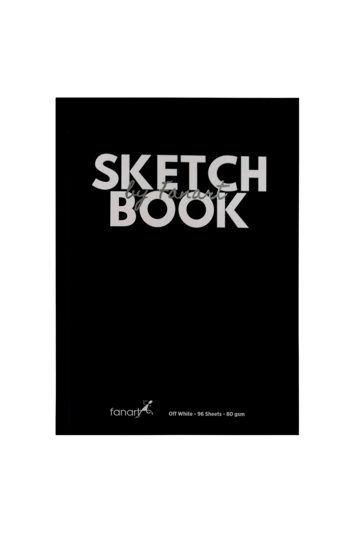 Fanart Sketch Book Sert Kapak Eskiz Çizim Defteri 80 gr A4 96 Sayfa Siyah Kapak