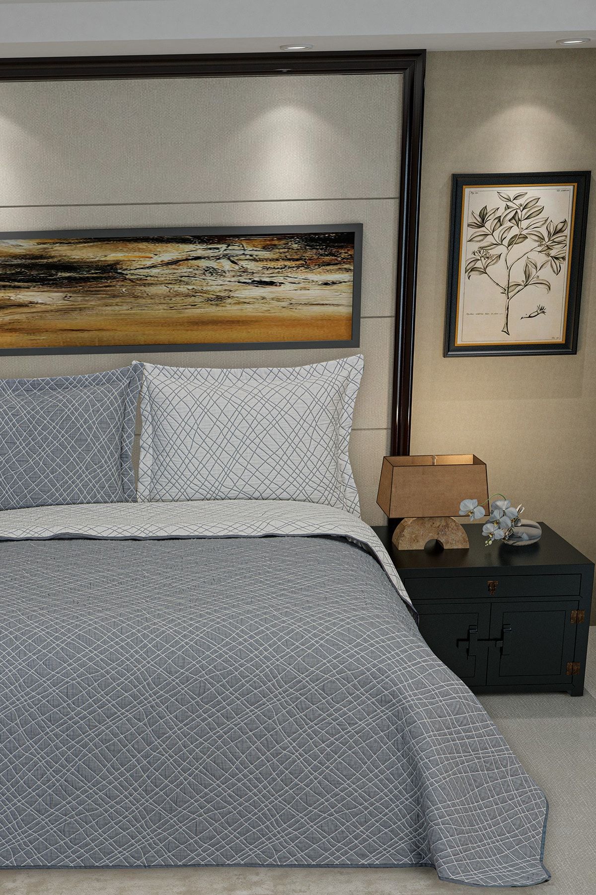 Veranova Home Alaçatı Double Face Çift Kişilik Yatak Örtüsü Antrasit