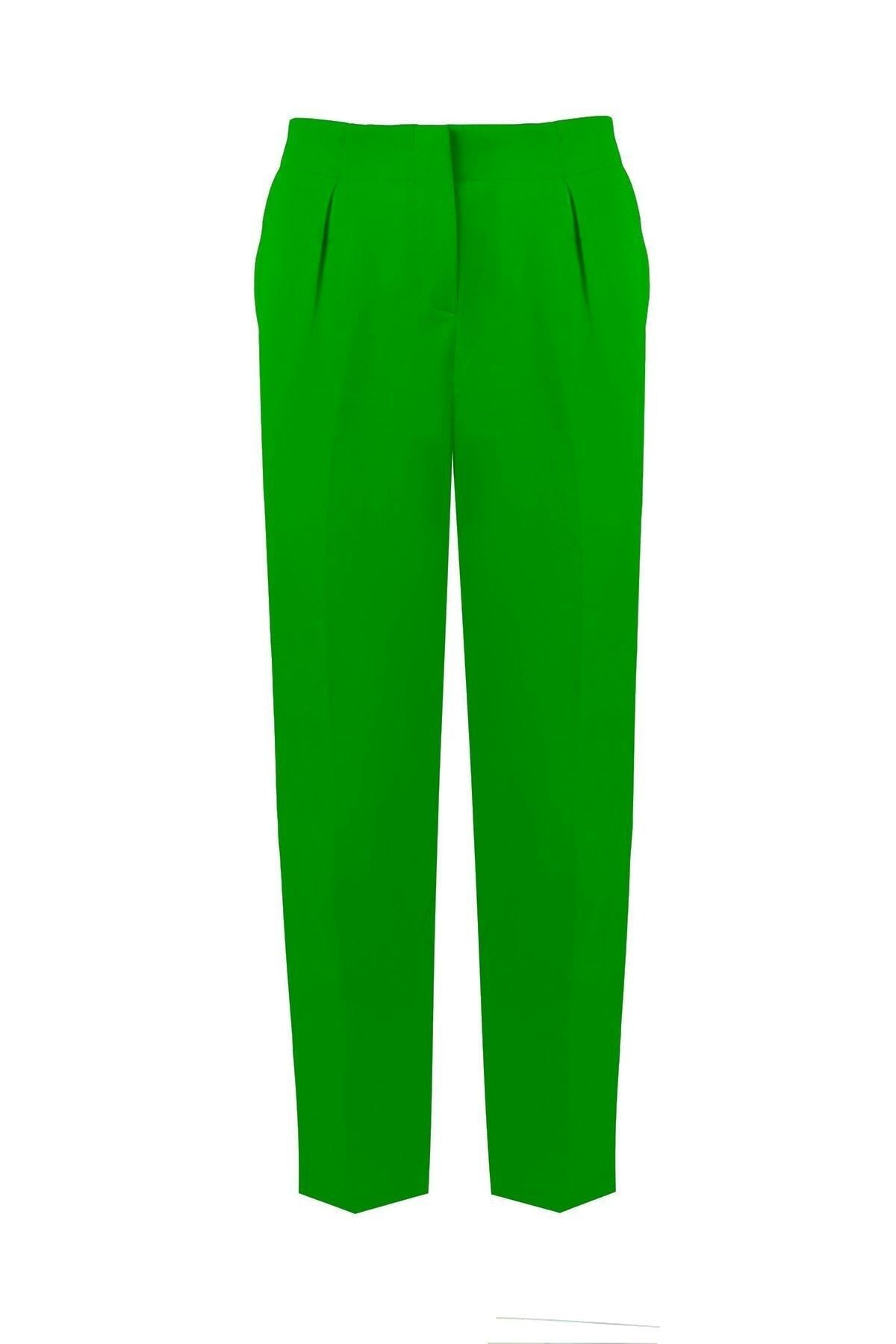 Whenever Company Fıstık Yeşil Sigaret Boru Paça Arkası Lastikli Premium Kumaş Pantolon