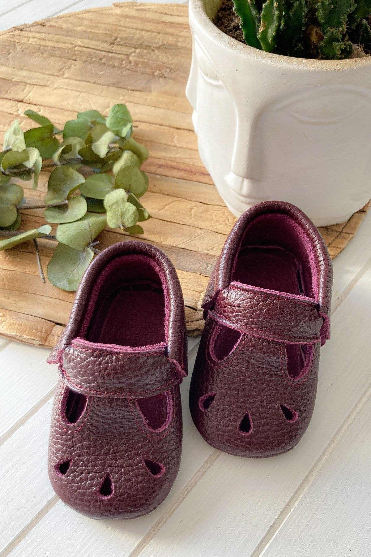 Li Puna - Nena Serisi Bordo %100 Deri Bebek Ilk Adım Ayakkabısı