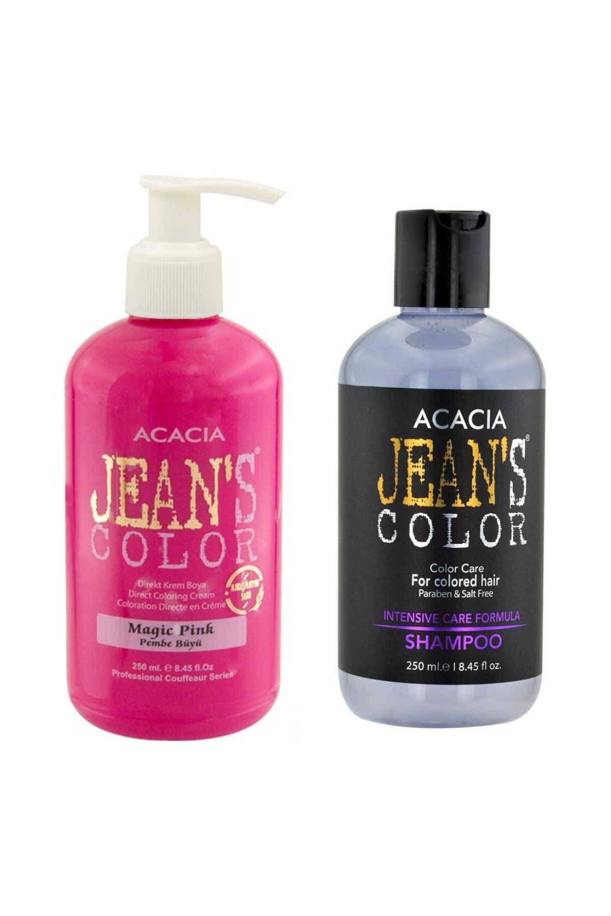 Acacia Jeans Color Boya Koruyucu Şampuan 250 Ml Ve Renkli Saç Boyası Pembe Büyü 250 Ml