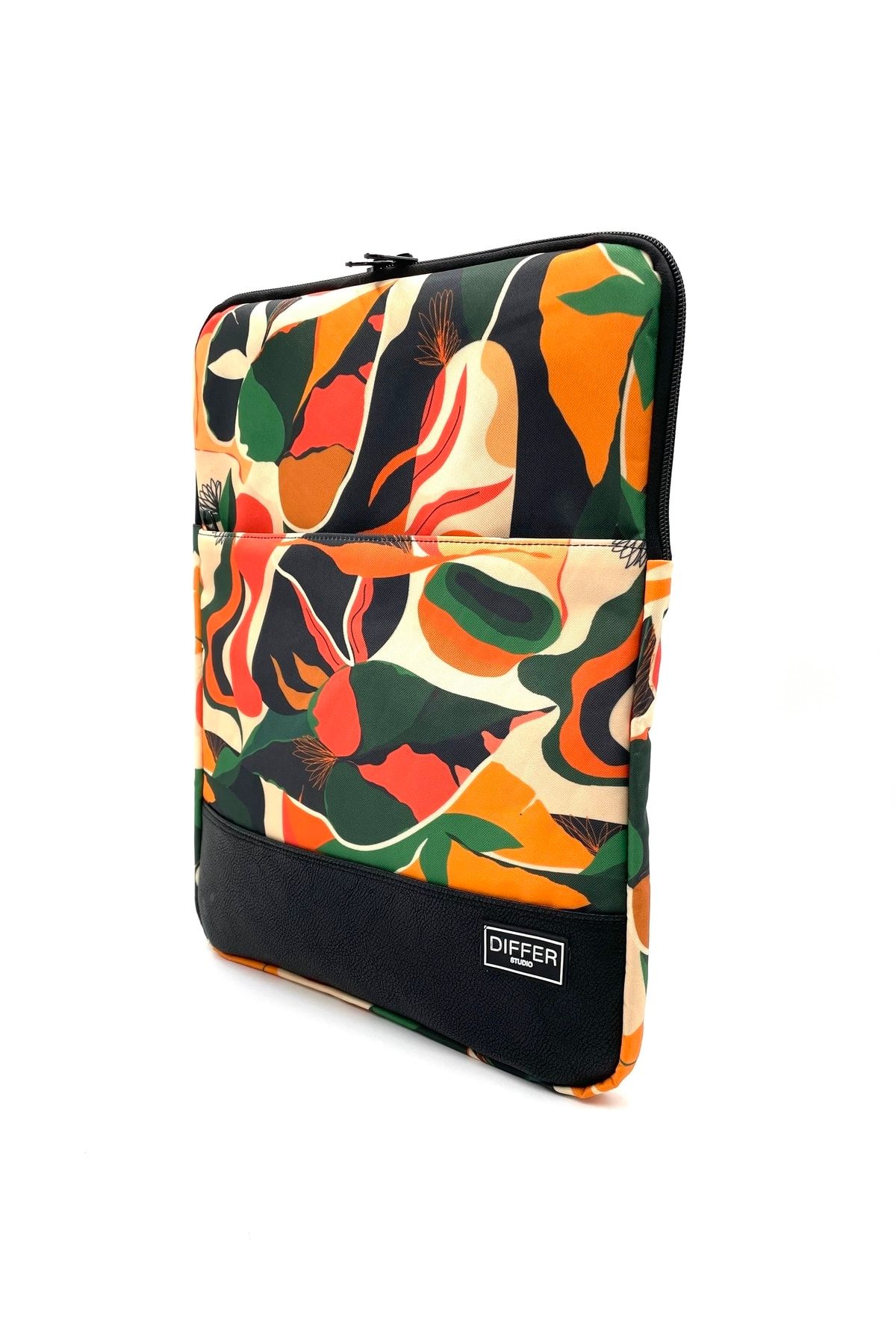 Differ Studio 15.6'' Inç Turuncu-yeşil Tropikal Yaprak Desen Laptop/macbook/notebook Kılıfı/çantası