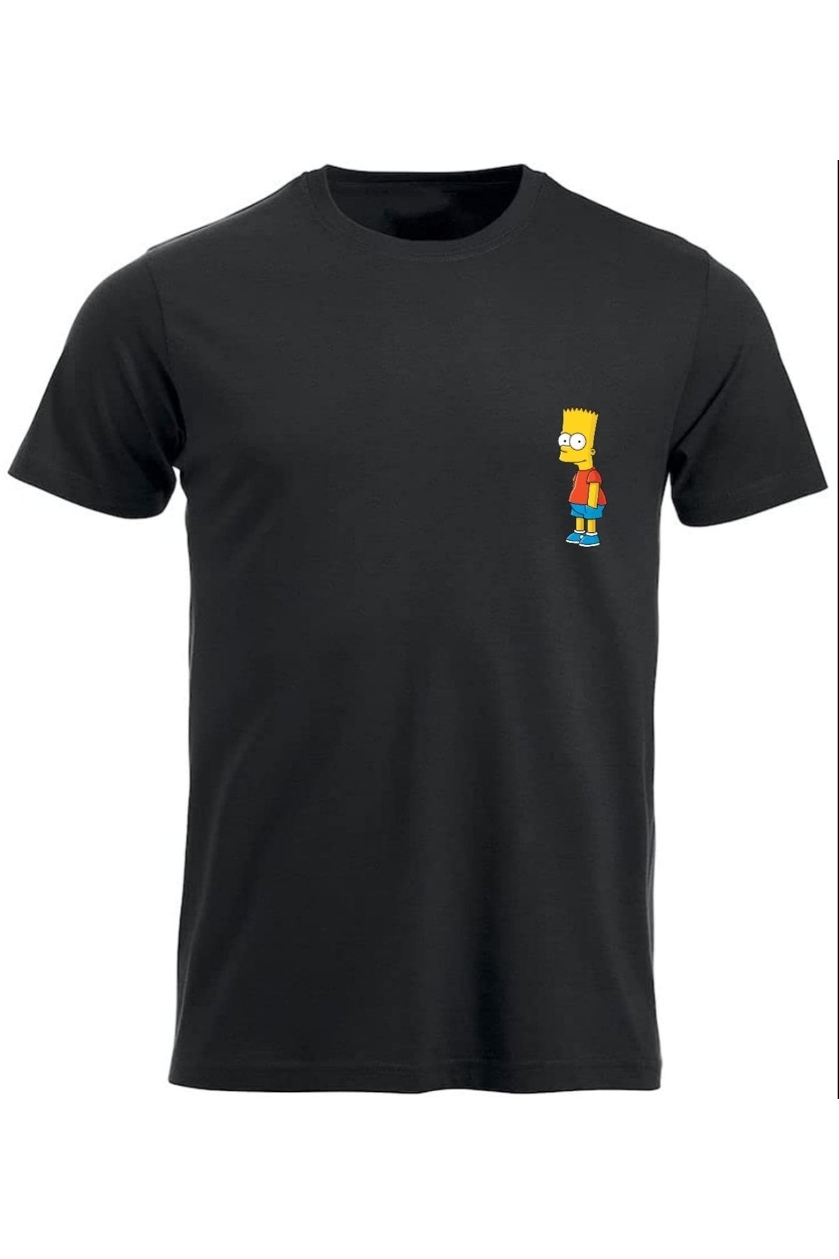 fn Simpson Baskılı Siyah T-shirt Basic