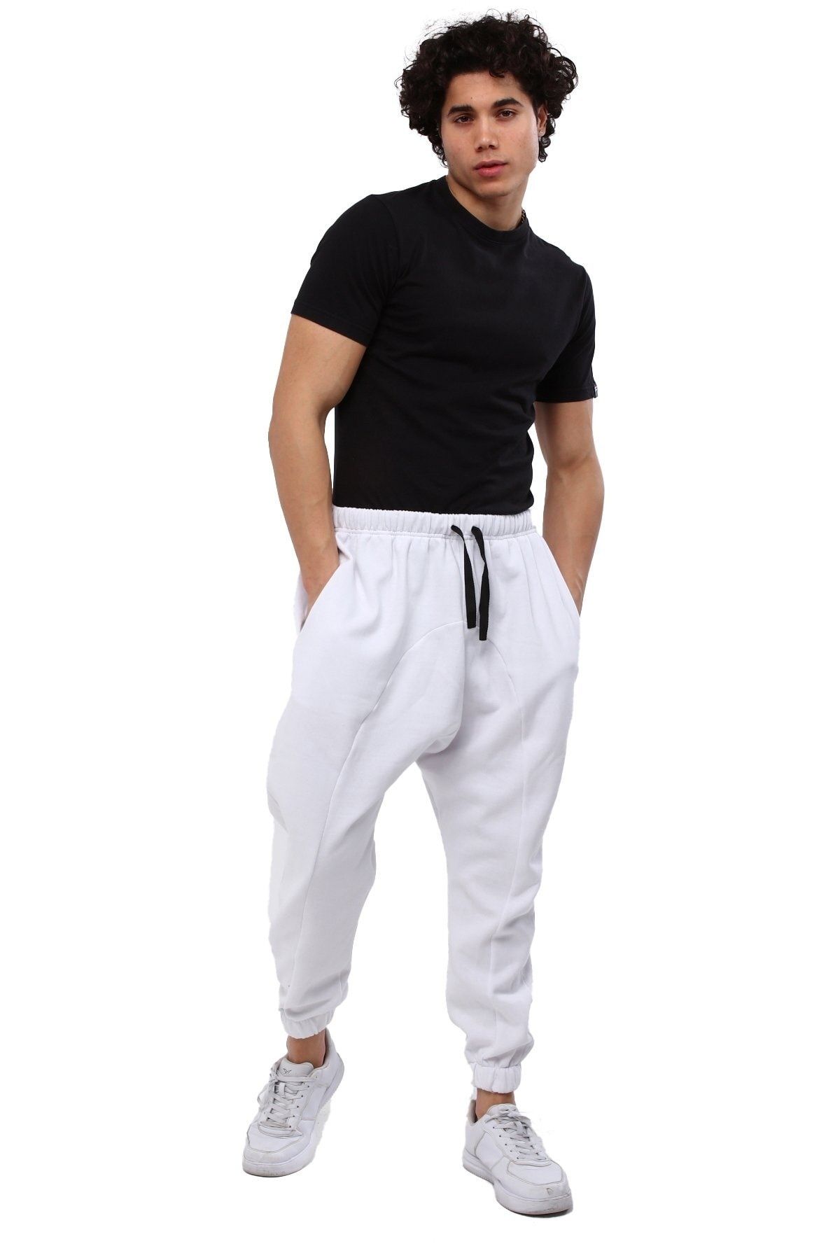 AUST GİYİM Aust Erkek Giyim Şalvar Tipi Eşofman Altı - Bol Kesim Rahat Şalvar Eşofman Altı - Beyaz