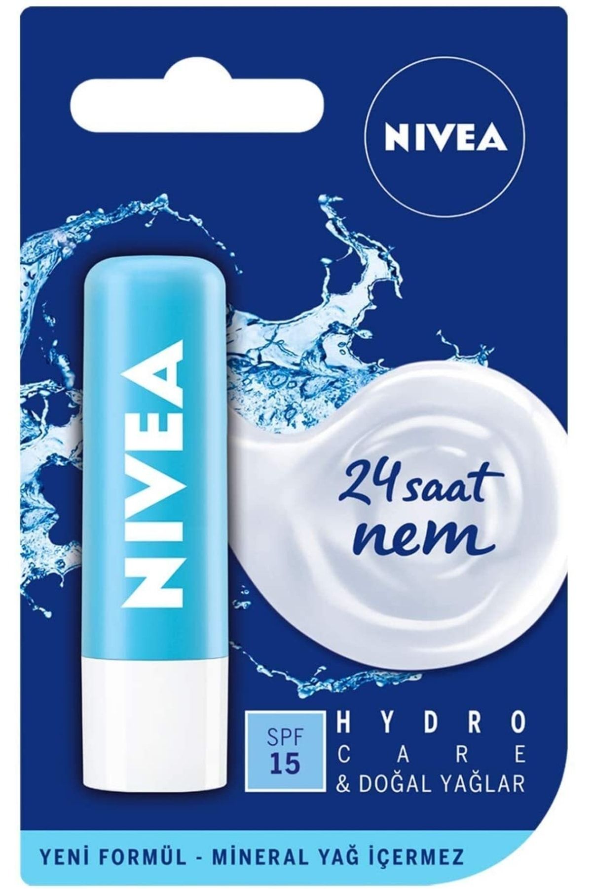 NIVEA Hydro Care Dudak Bakım Kremi (4,8 Gr), 24 Saat Nem, Aloe Vera, Saf Su Ve Doğal