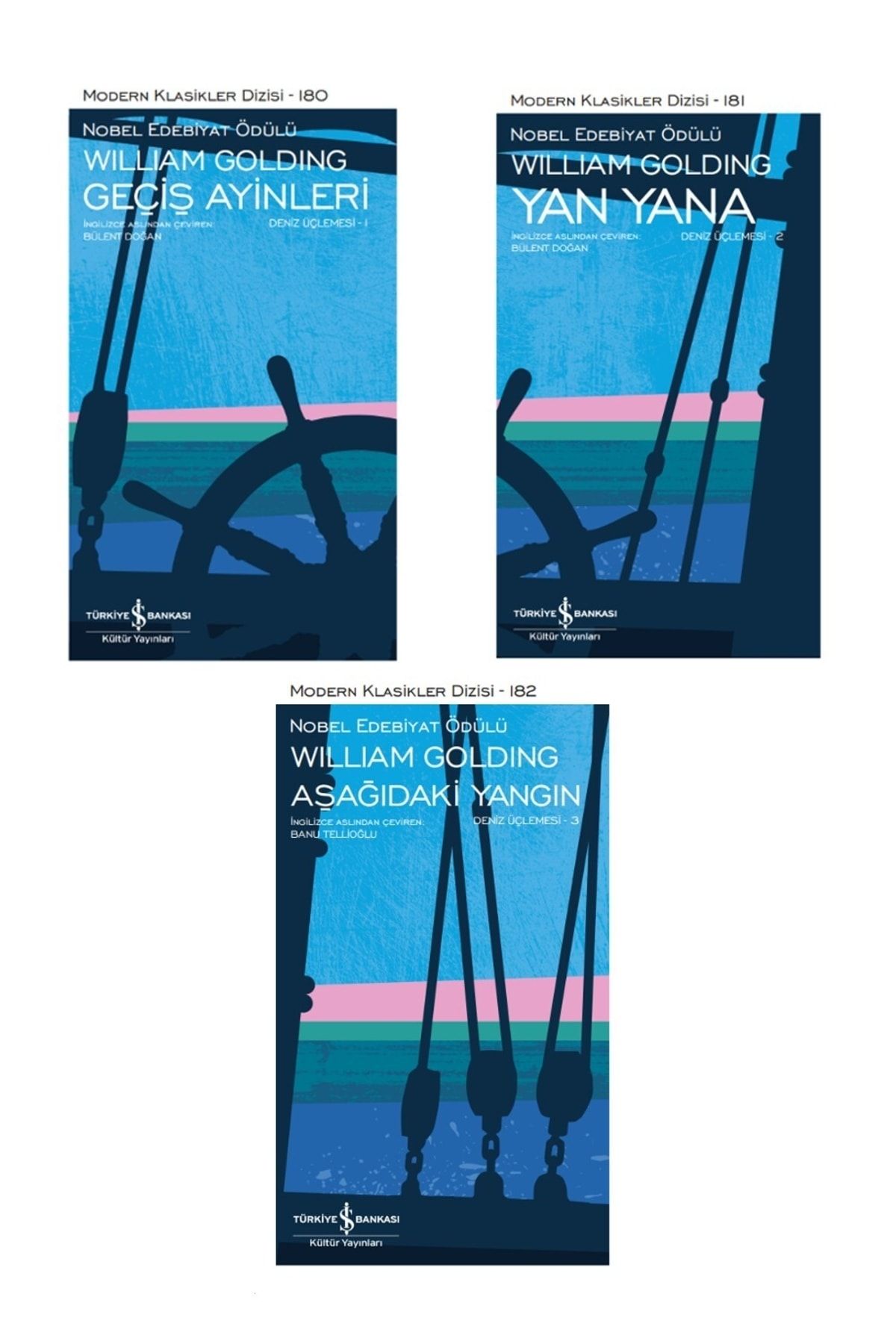 Türkiye İş Bankası Kültür Yayınları William Golding Deniz Üçlemesi: Geçiş Ayinleri, Yan Yana, Aşağıdaki Yangın (3 Kitap)