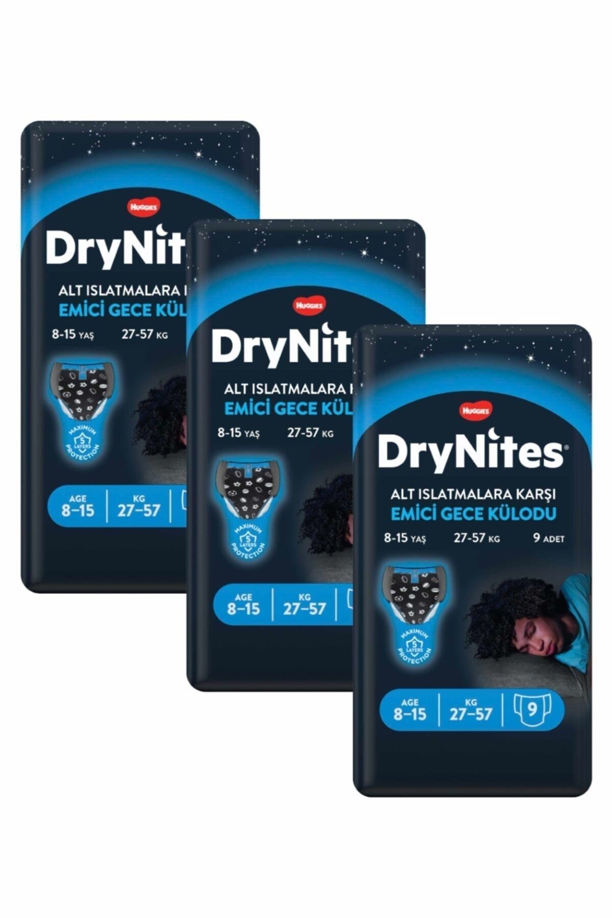 DryNites Huggies 9'lu Gece Külodu Büyük Erkek - 3 'lü Paket
