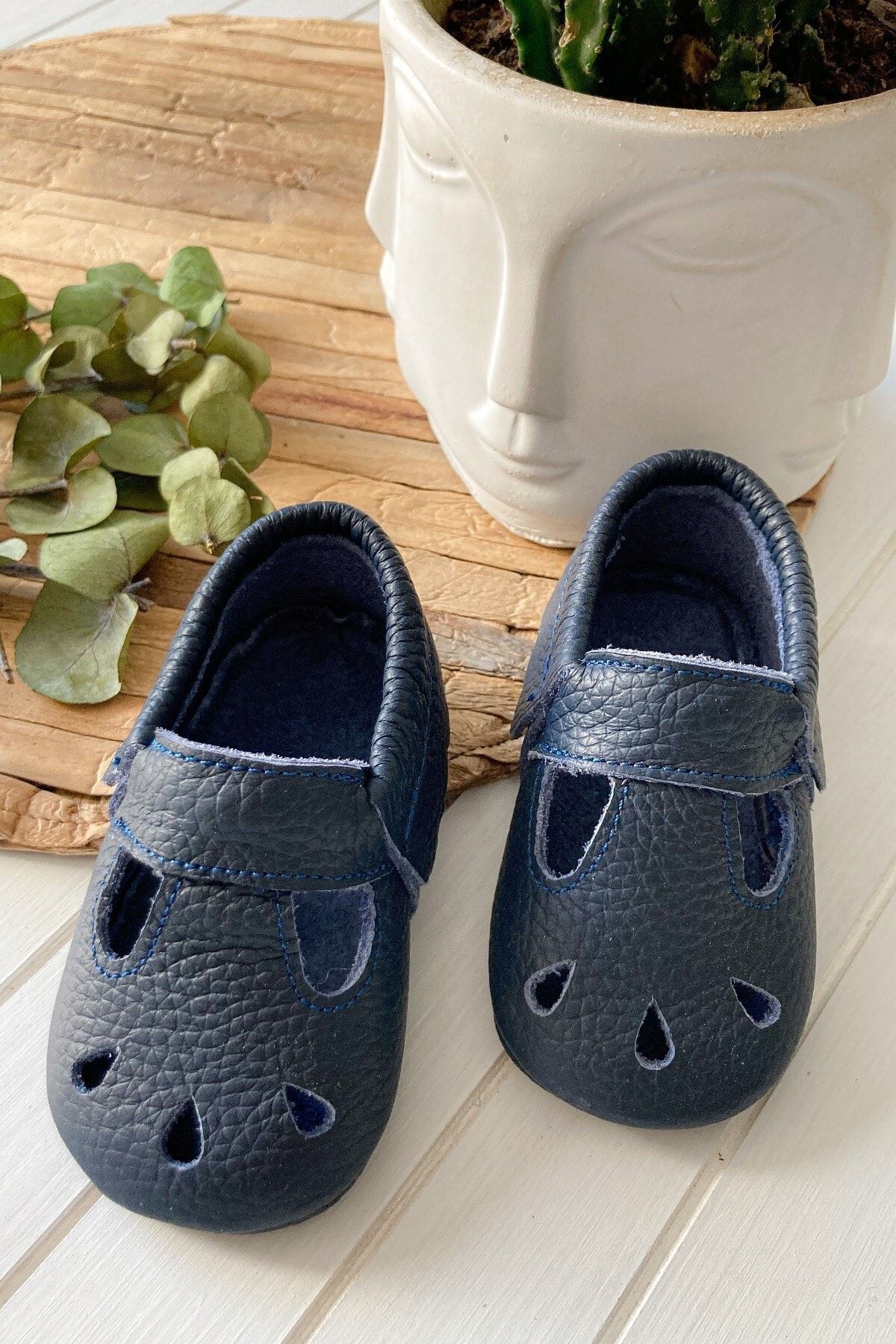 Li Puna - Nena Serisi Lacivert %100 Deri Bebek Ilk Adım Ayakkabısı