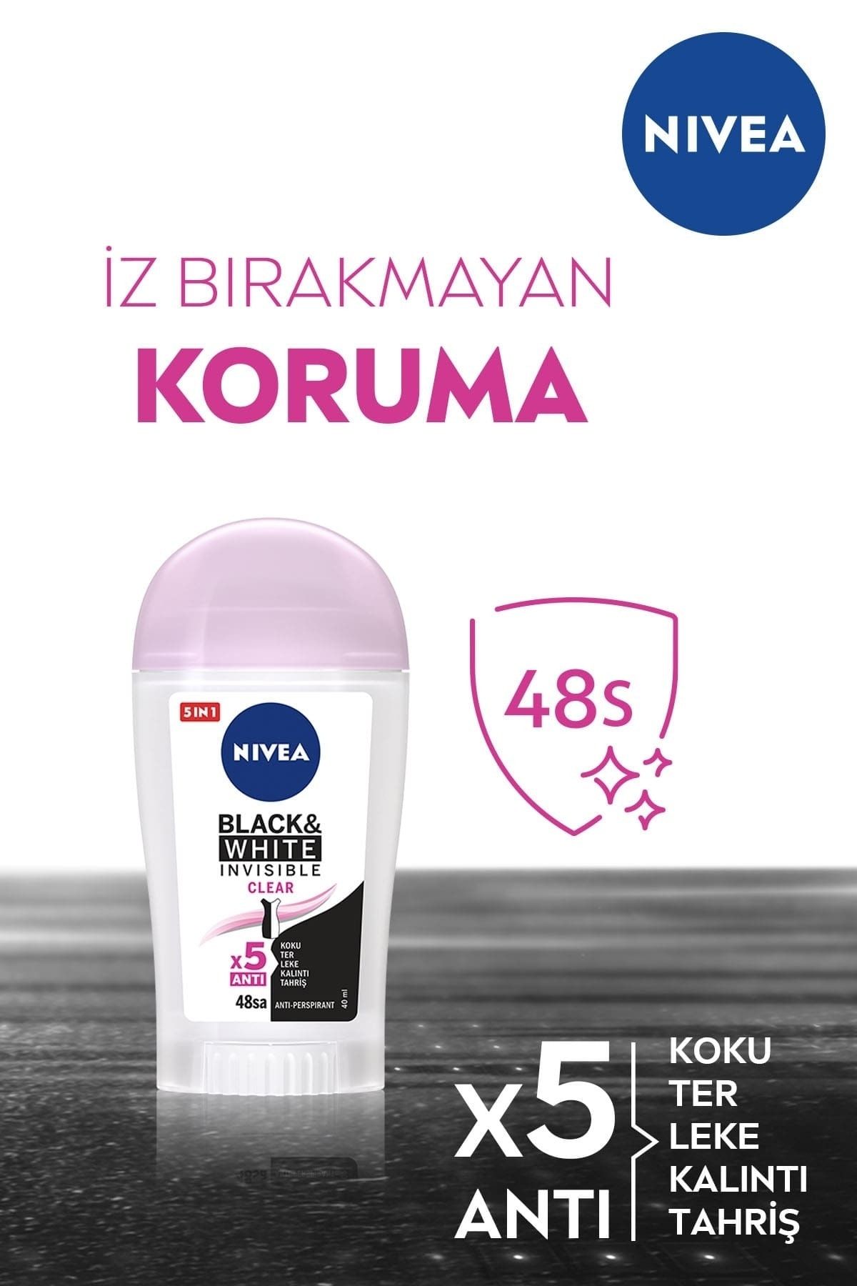 Kadın Stick Deodorant Black&White Invisible Clear 48 Saat Anti-perspirant Koruma  40ml_2