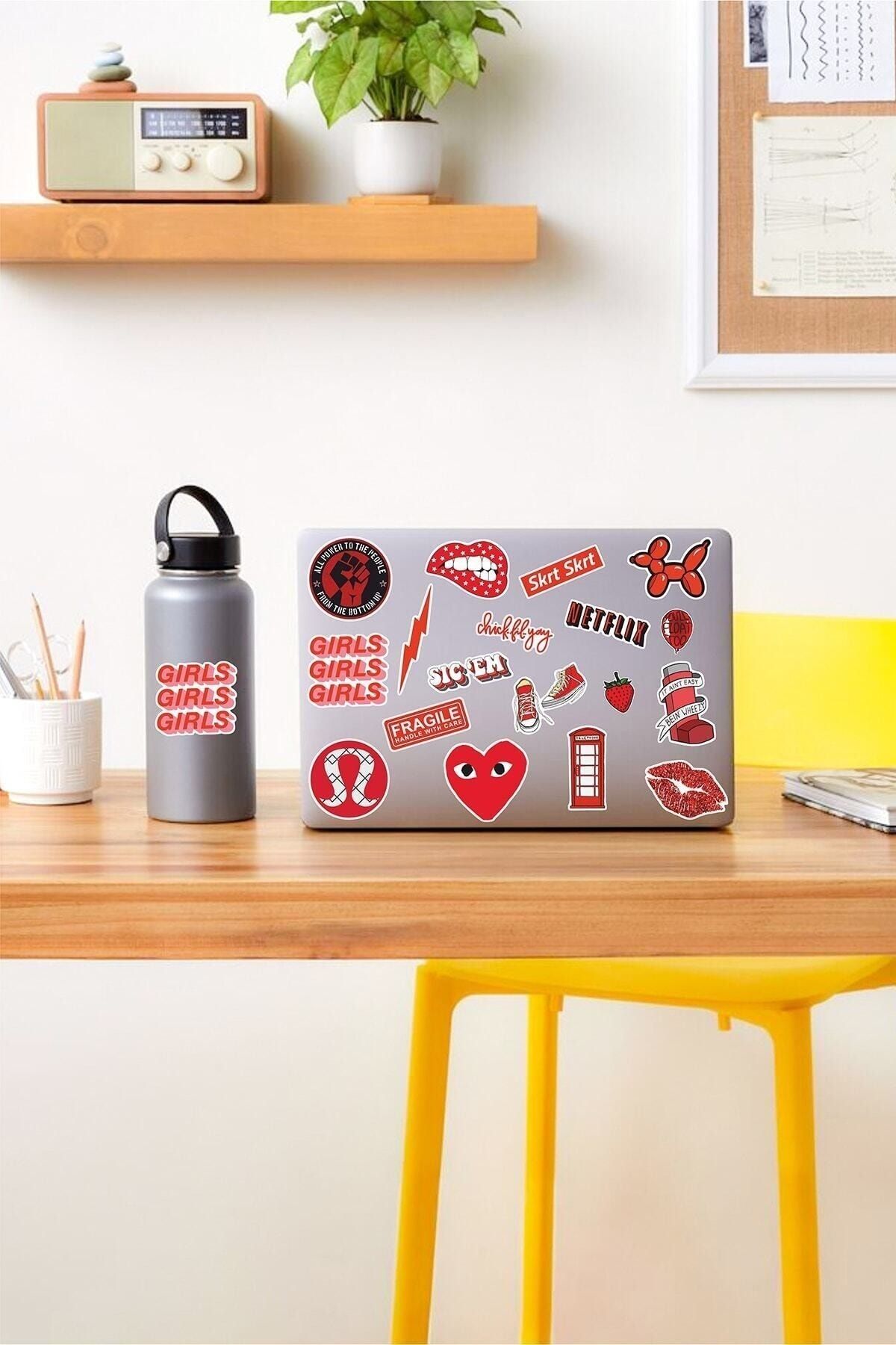 Genel Markalar Sticker - Vsco Red Laptop Notebook Tablet Sticker Set