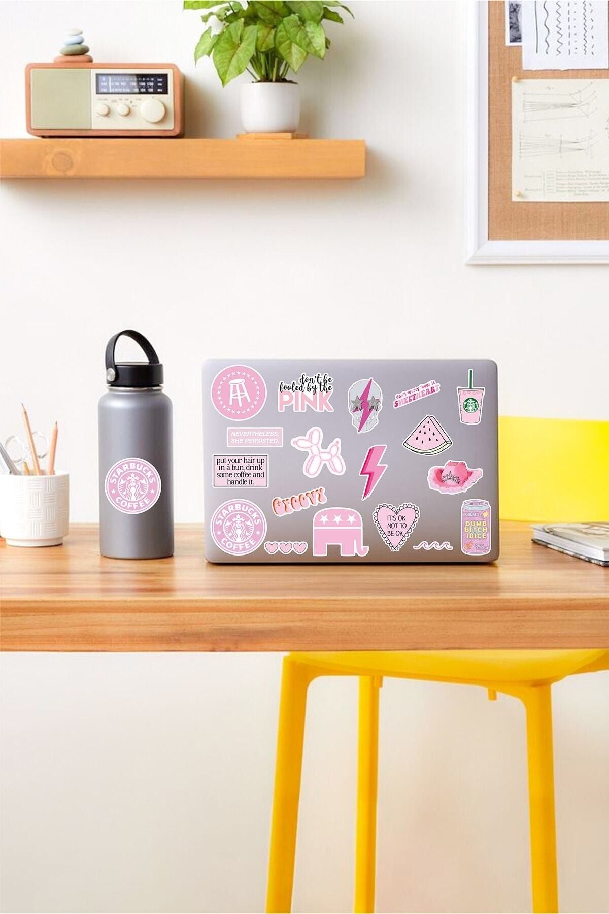 KT Decor - Vsco Pink Laptop Notebook Tablet Sticker Set 4