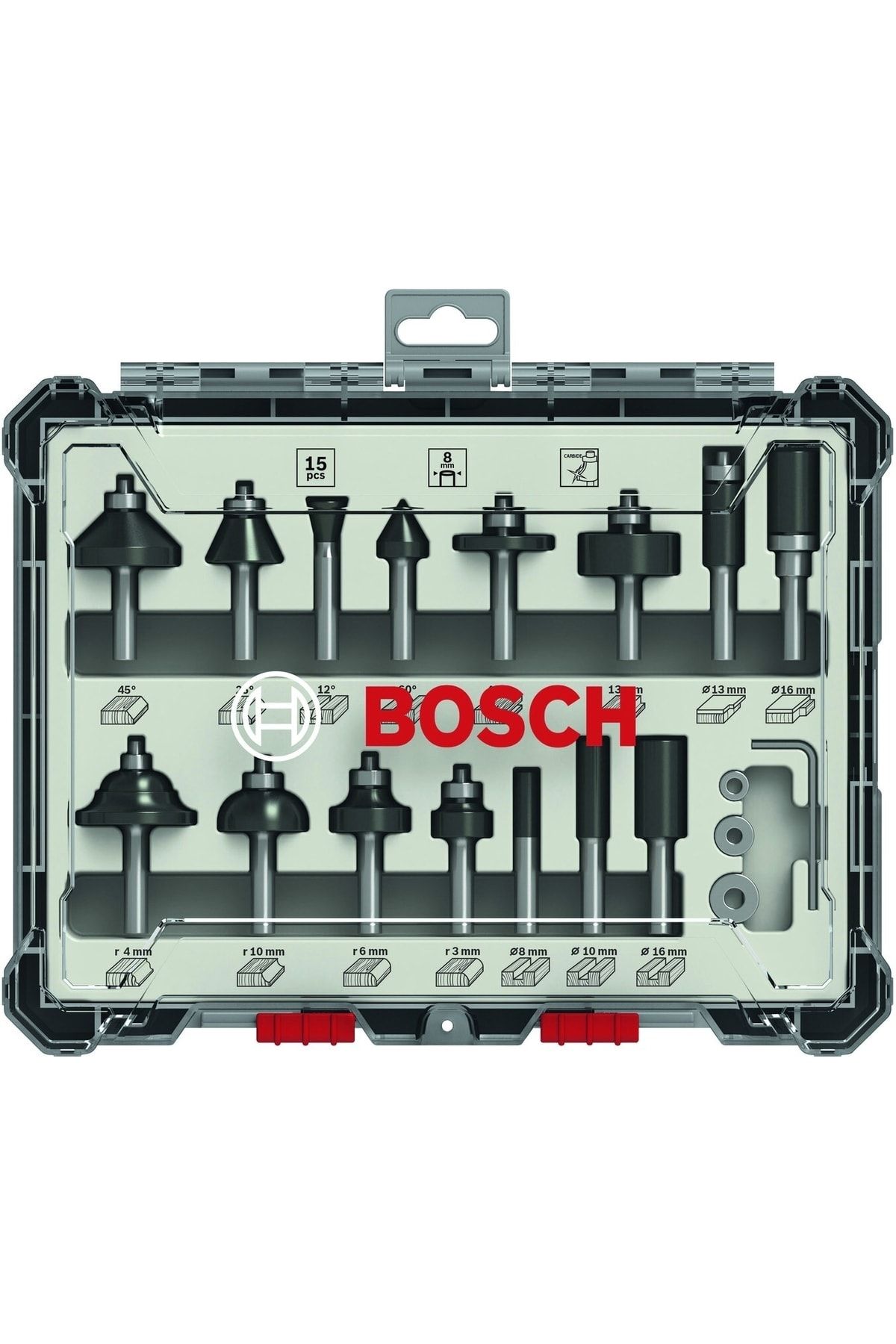 Bosch 15 Parça Karışık 8 Mm (PRO) Freze Seti - 2607017472