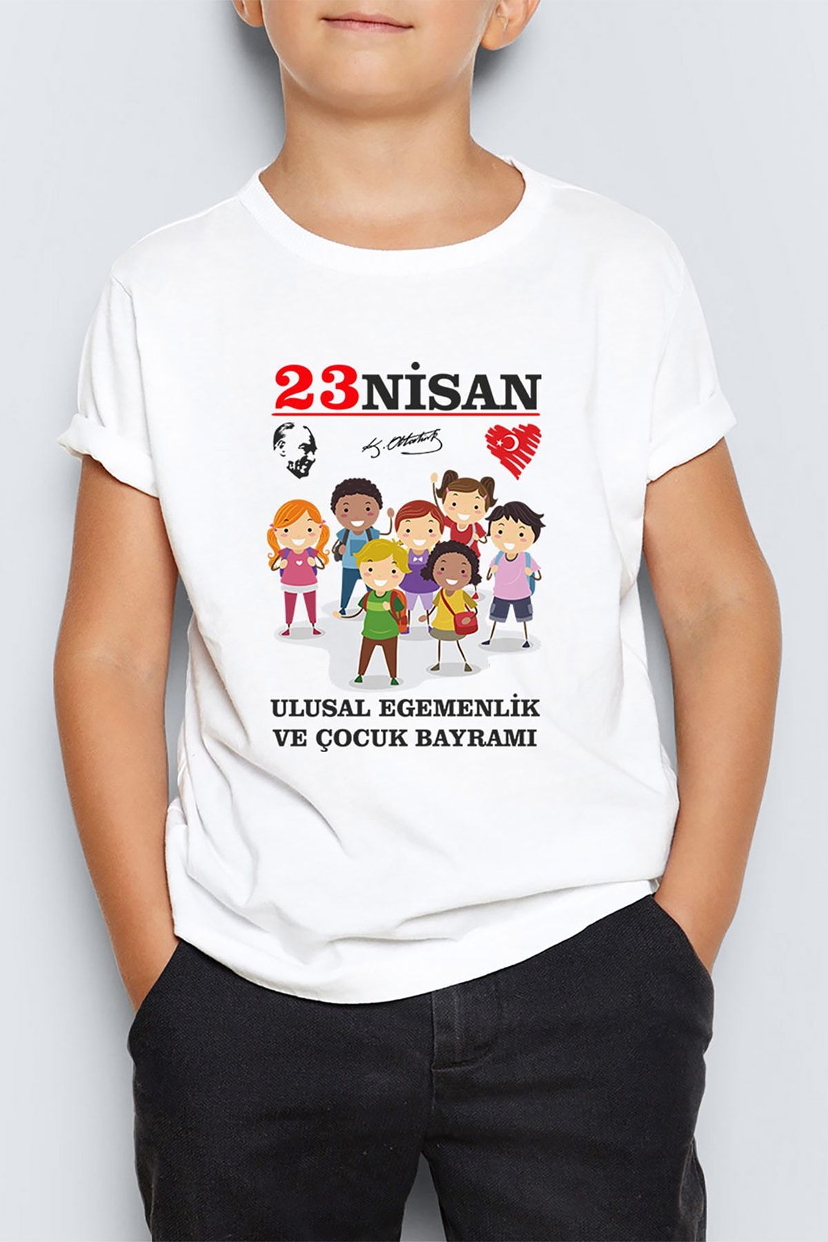 Morinna İm 23 Nisan Atatürk Baskılı Unisex Çocuk Tişört T-shirt Mr-06