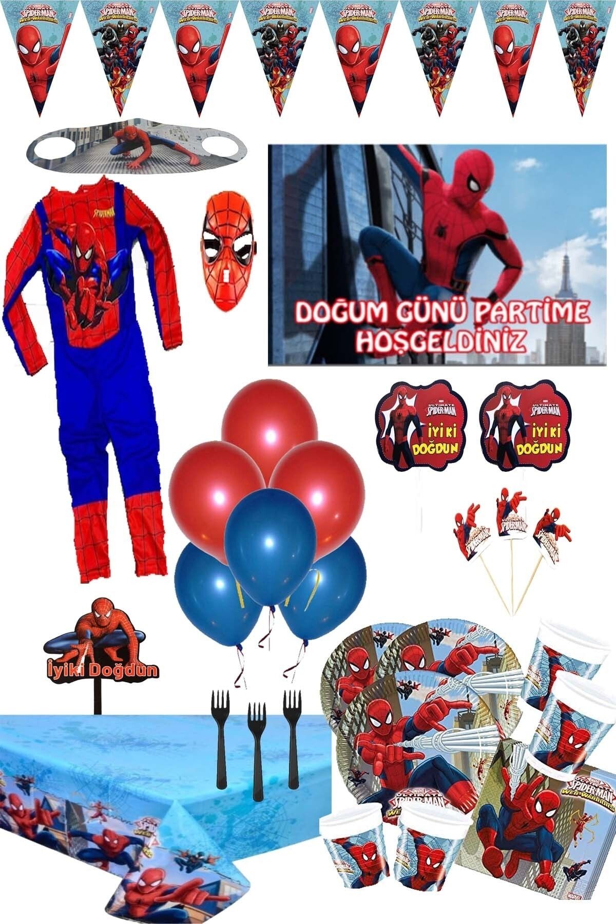 Parti Selesi Spiderman Maske Örümcek Adam 16kişilik Parti Malzemeleri Kostümlü Party Seti Spaydirmen Doğum Günü