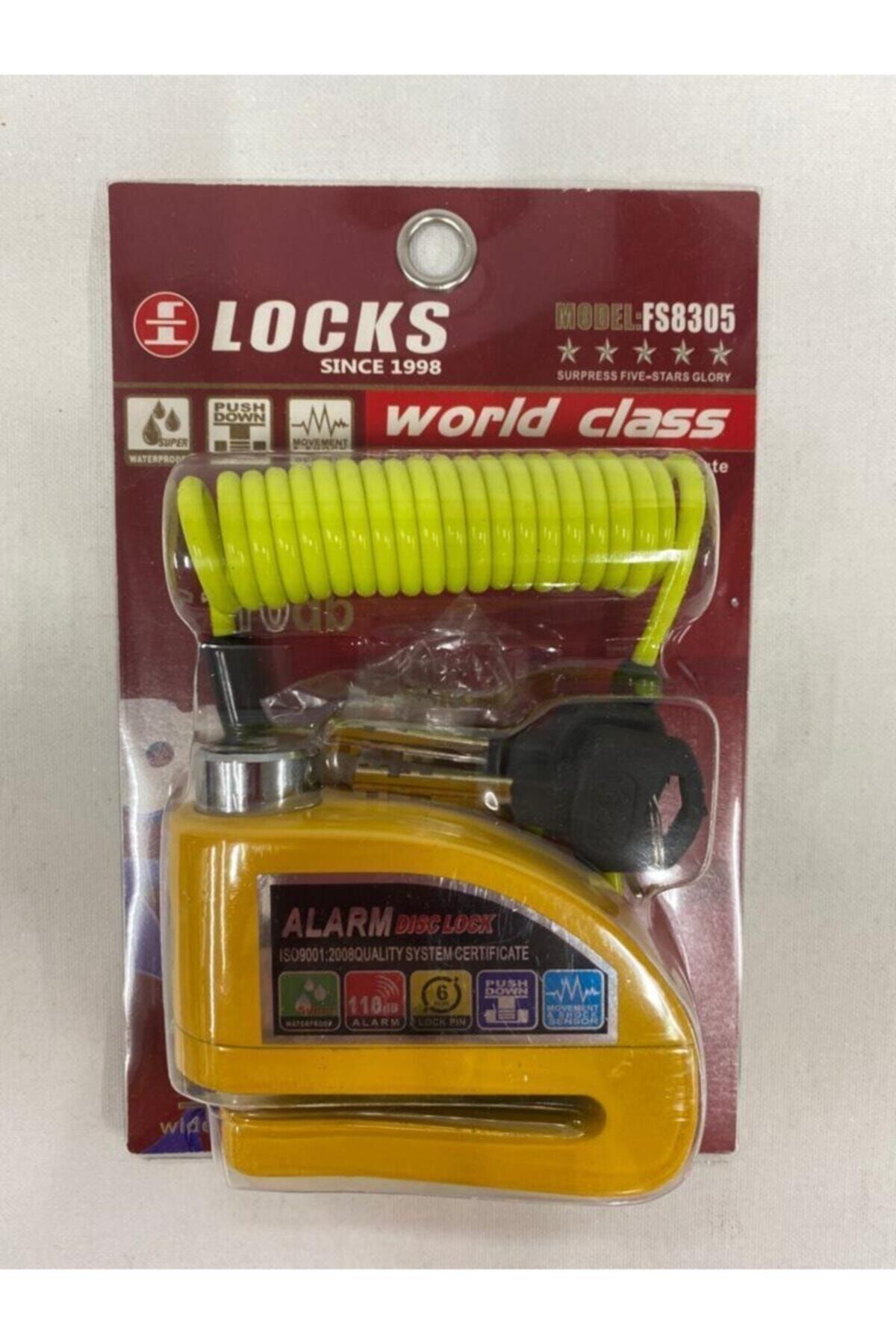 World Mototork - 110 Db Sarı Alarmlı Disk Kilidi hatırlatıcı Kablo
