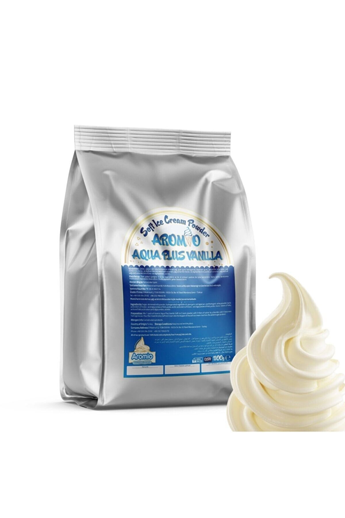 Aromio Vanilyalı Soft Dondurma Tozu Aqua Plus 1.100gr (SU İLE YAPILIR) 7 Adet