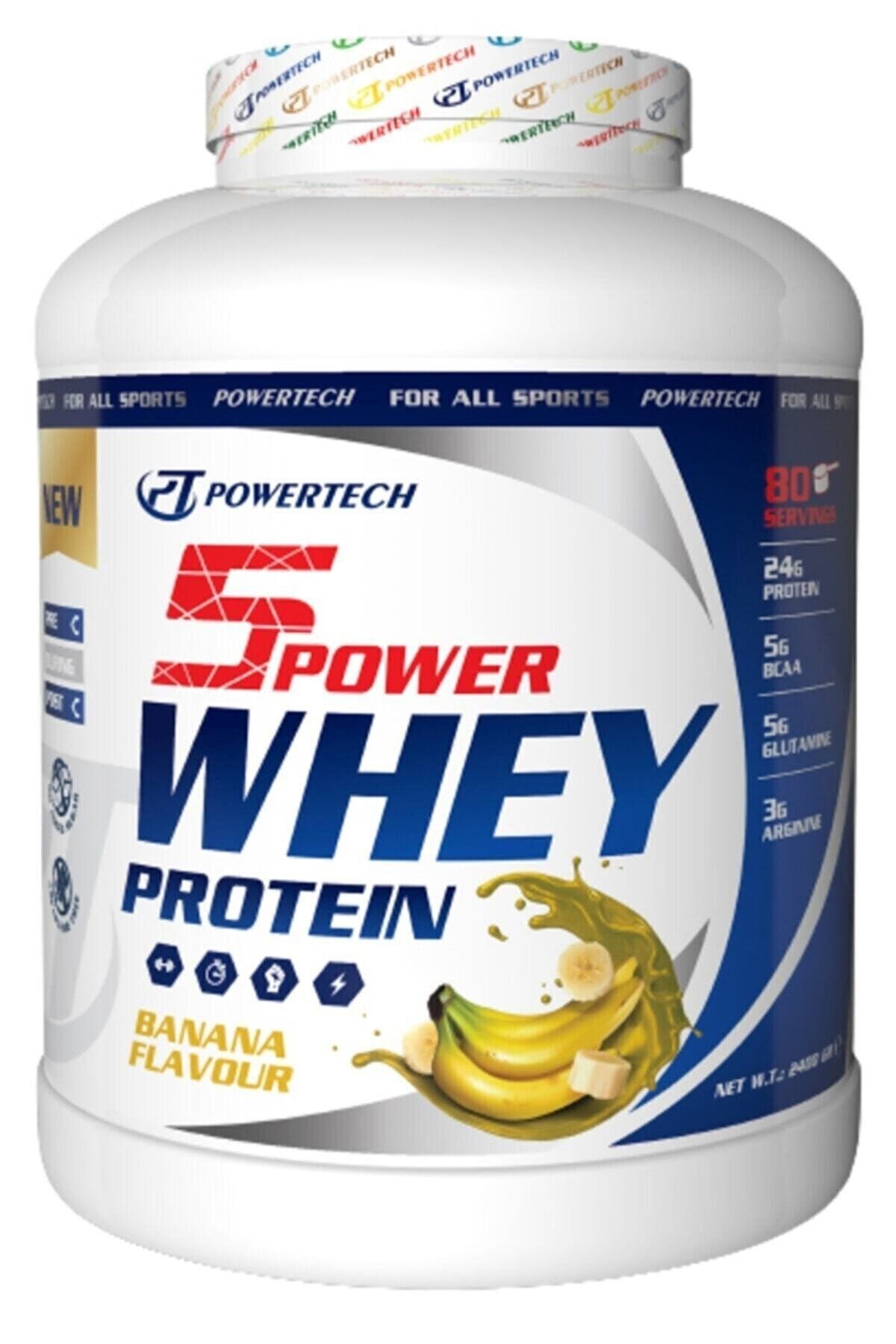 POWERTECH 5power Whey Protein 2400 gr Muz Aromalı Protein Tozu Whey2400b