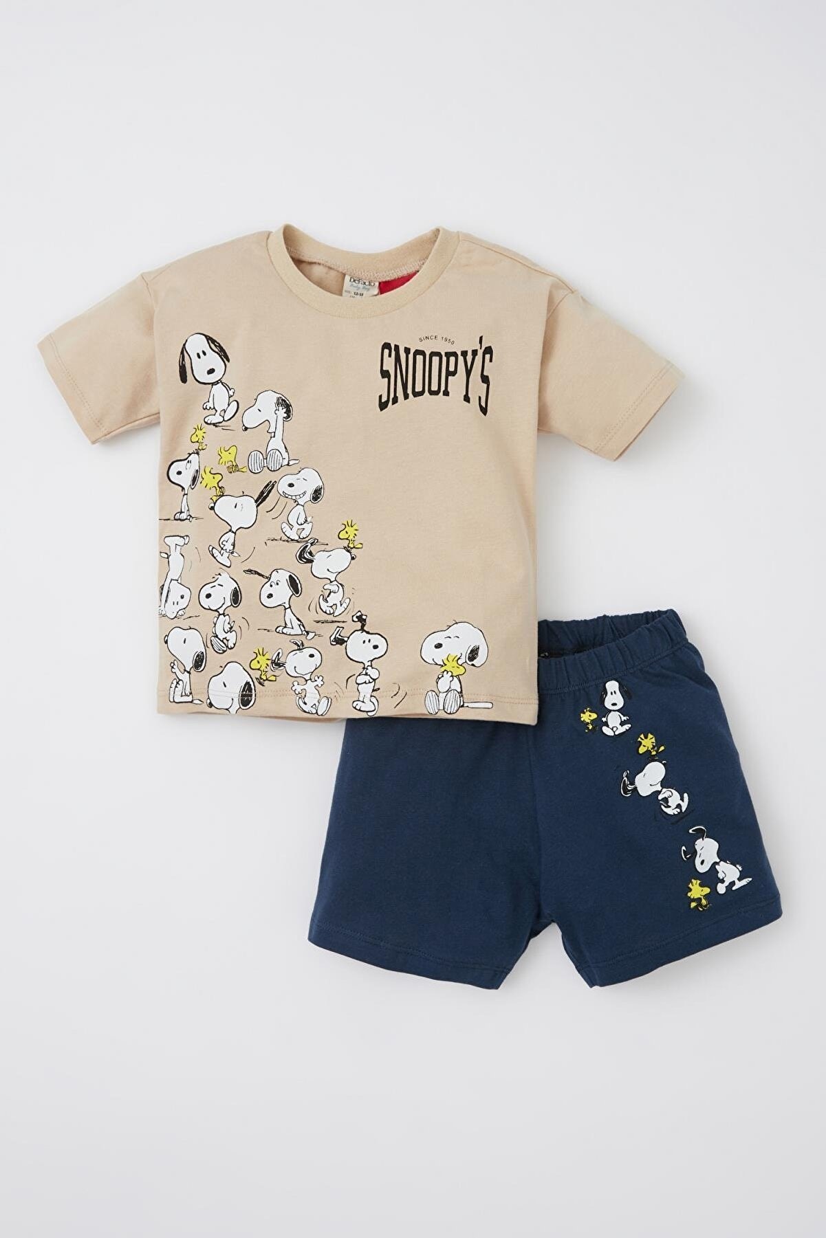 Defacto Erkek Bebek Snoopy Pamuklu Kısa Kollu Tişört Şort 2'li Takım