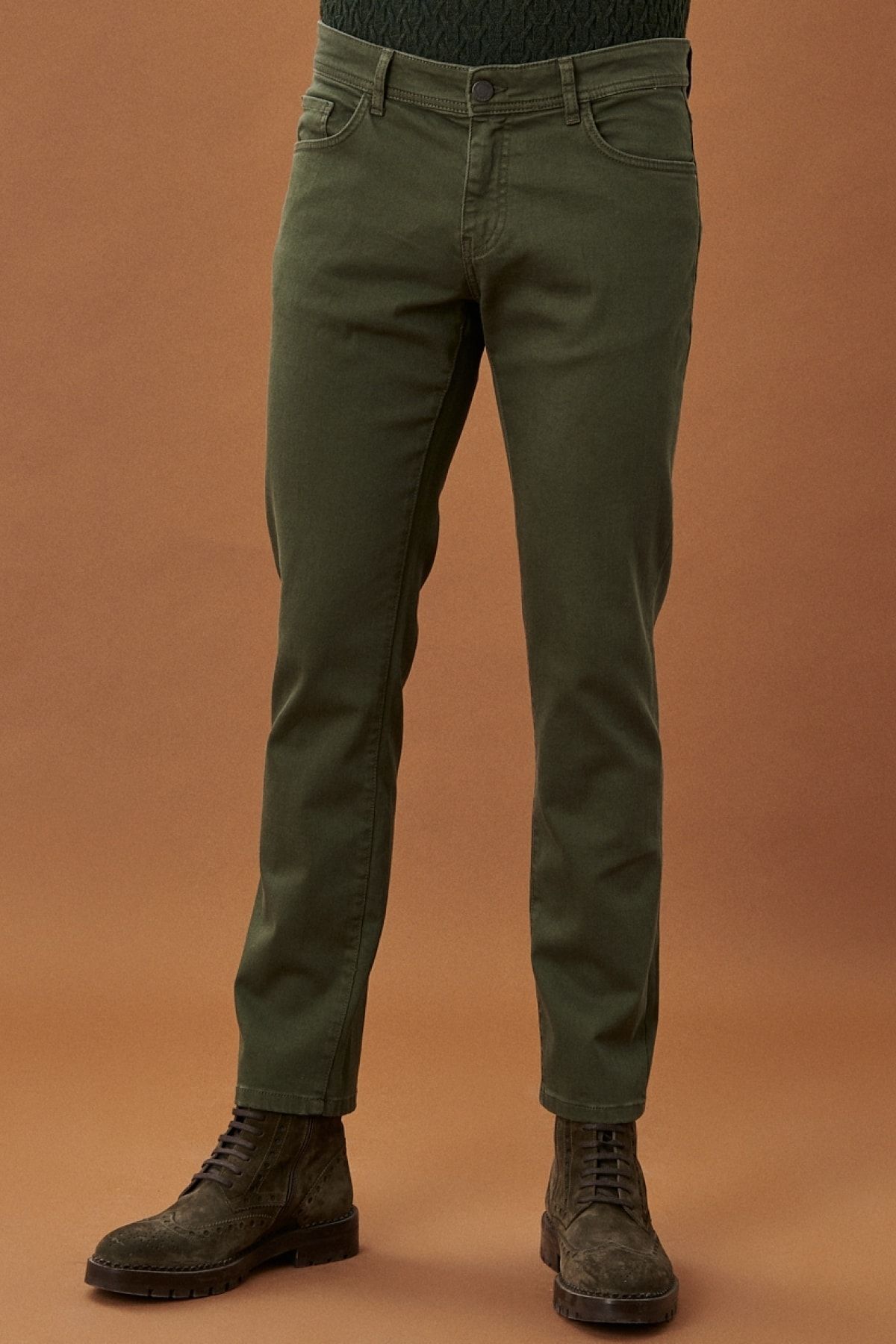Altınyıldız Classics Erkek Yeşil 360 Derece Her Yöne Esneyen Rahat Slim Fit Dar Kesim Pantolon