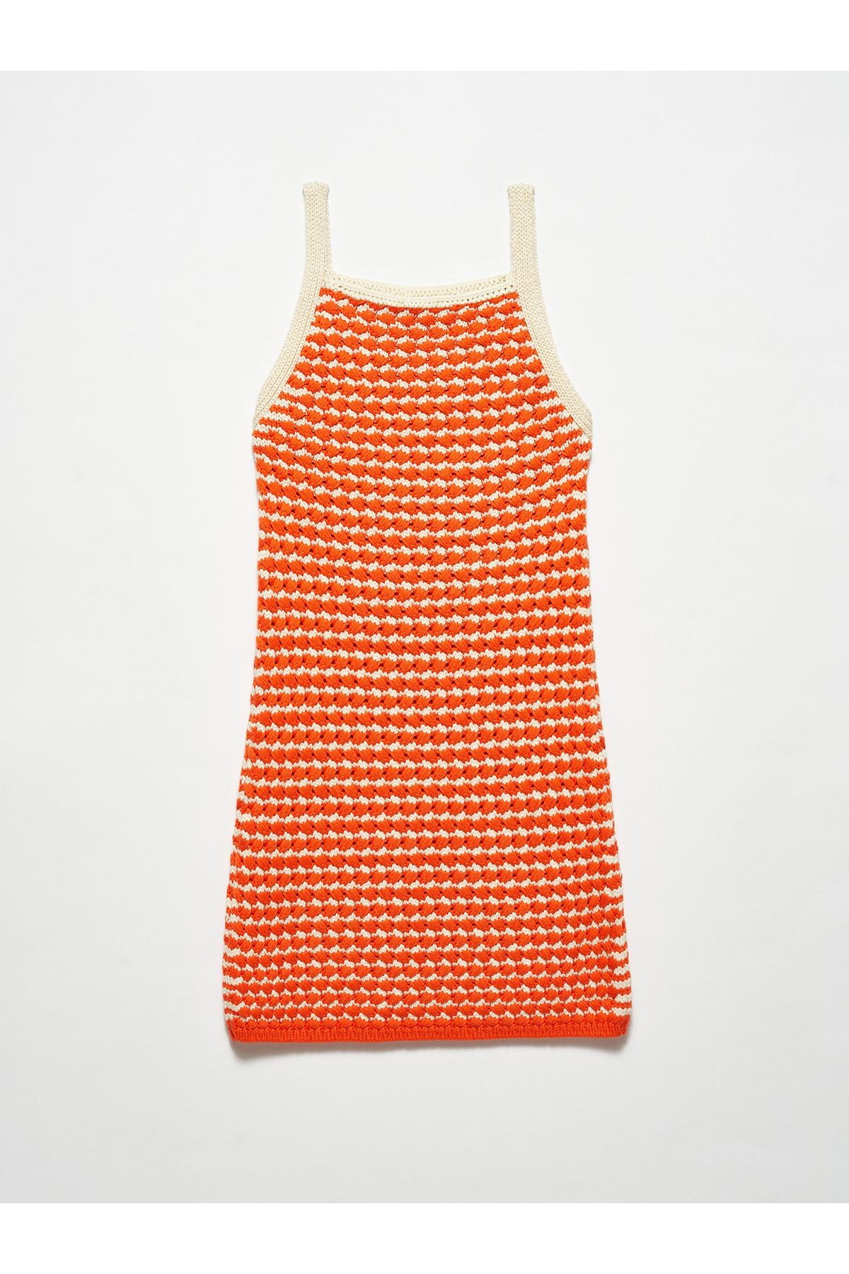 Dilvin 90115 Kalın Dokulu Triko Elbise-turuncu