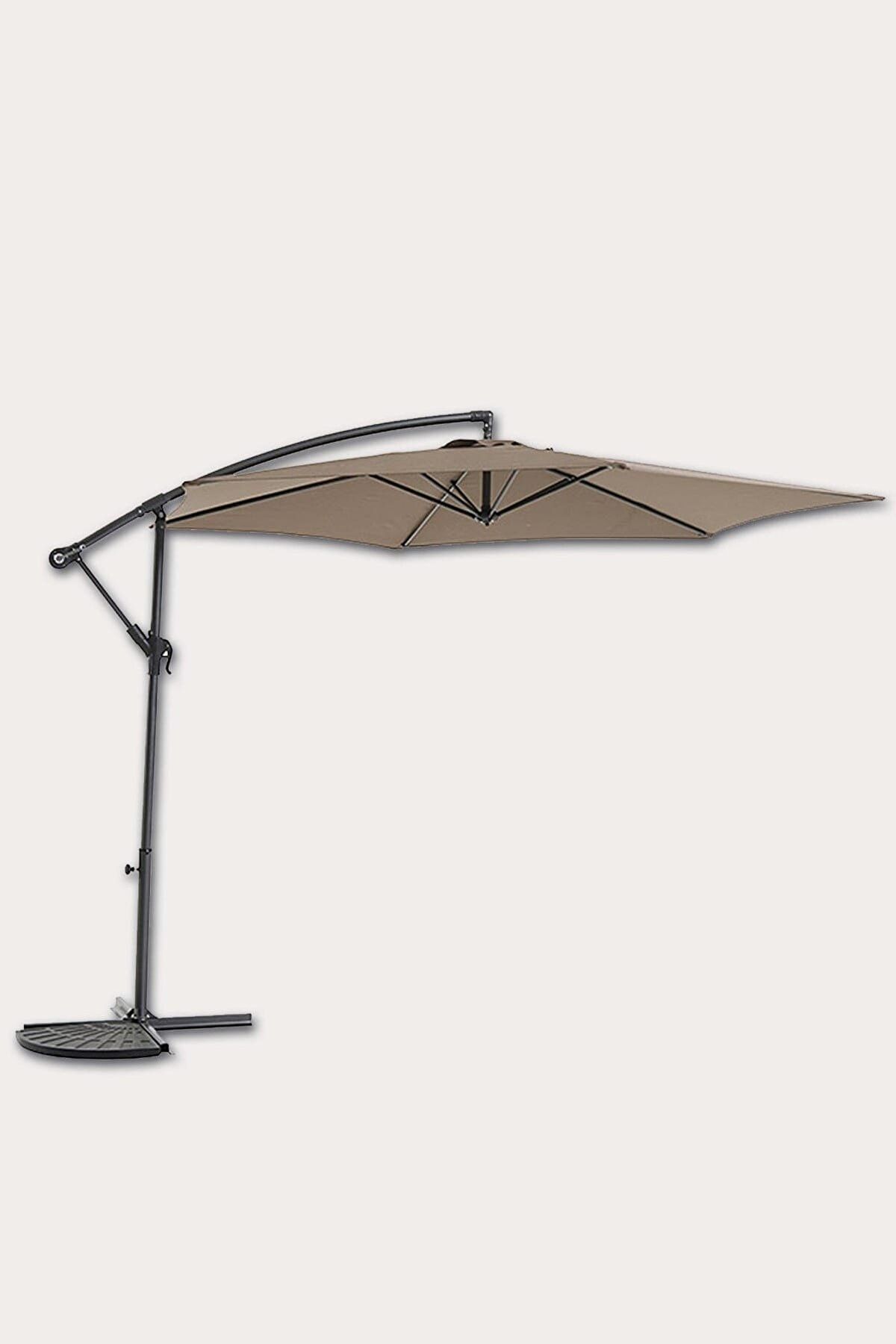 Bidesenal Makaralı Sistem Bahçe Şemsiyesi, Ampül Şemsiye, 300cm Polyester Bahçe Şemsiyesi Aş04