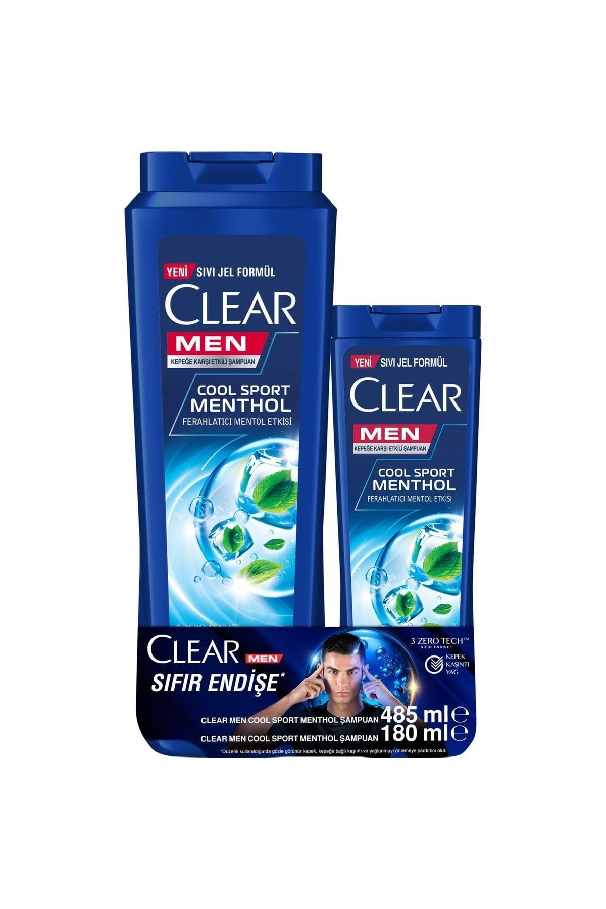 Clear Men Kepeğe Karşı Etkili Şampuan Cool Sport Mentol Etkisi 485ml+180ml