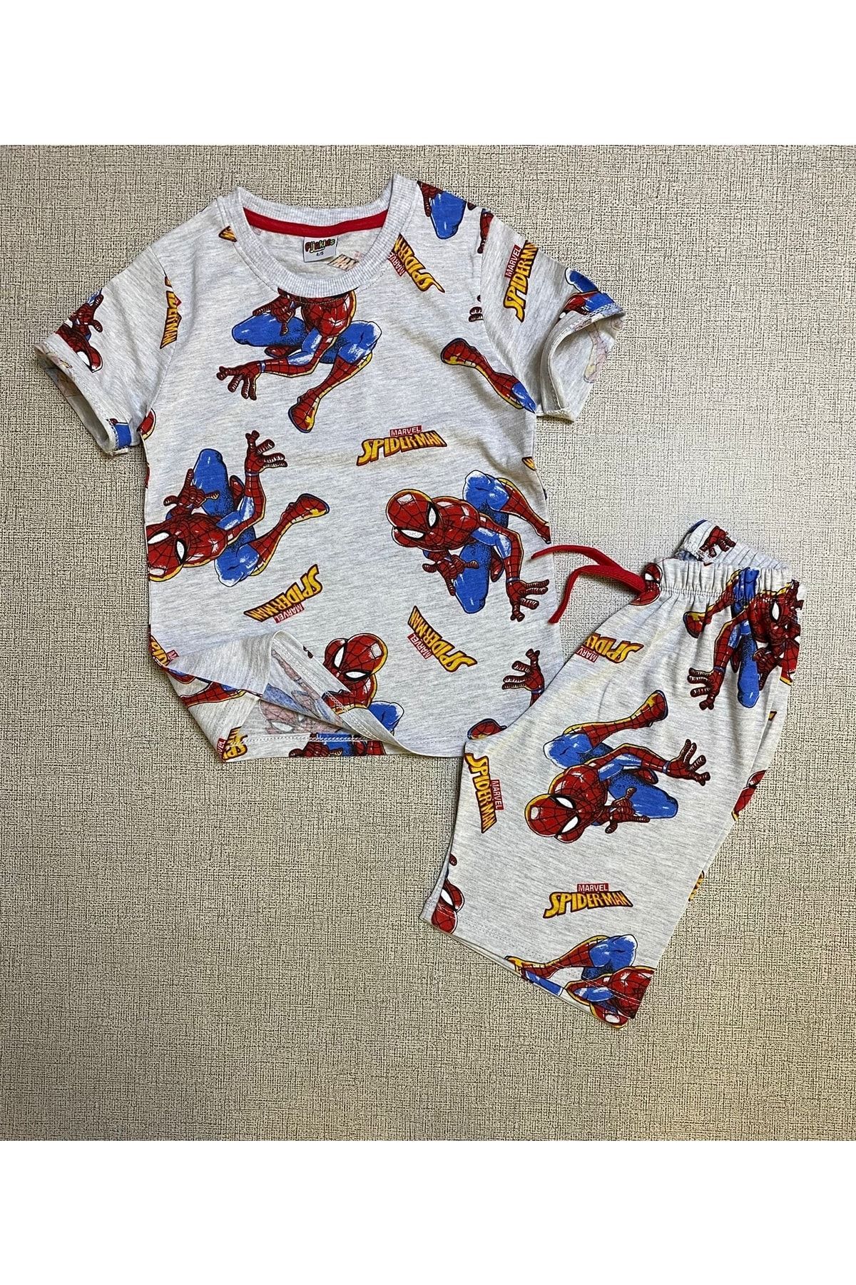Lolliboomkids Erkek Çocuk Spiderman 2'li 3 Iplik Şardonlu Eşofman - Pijama Takımı Ev Giyim Örümcek Adam Baskılı