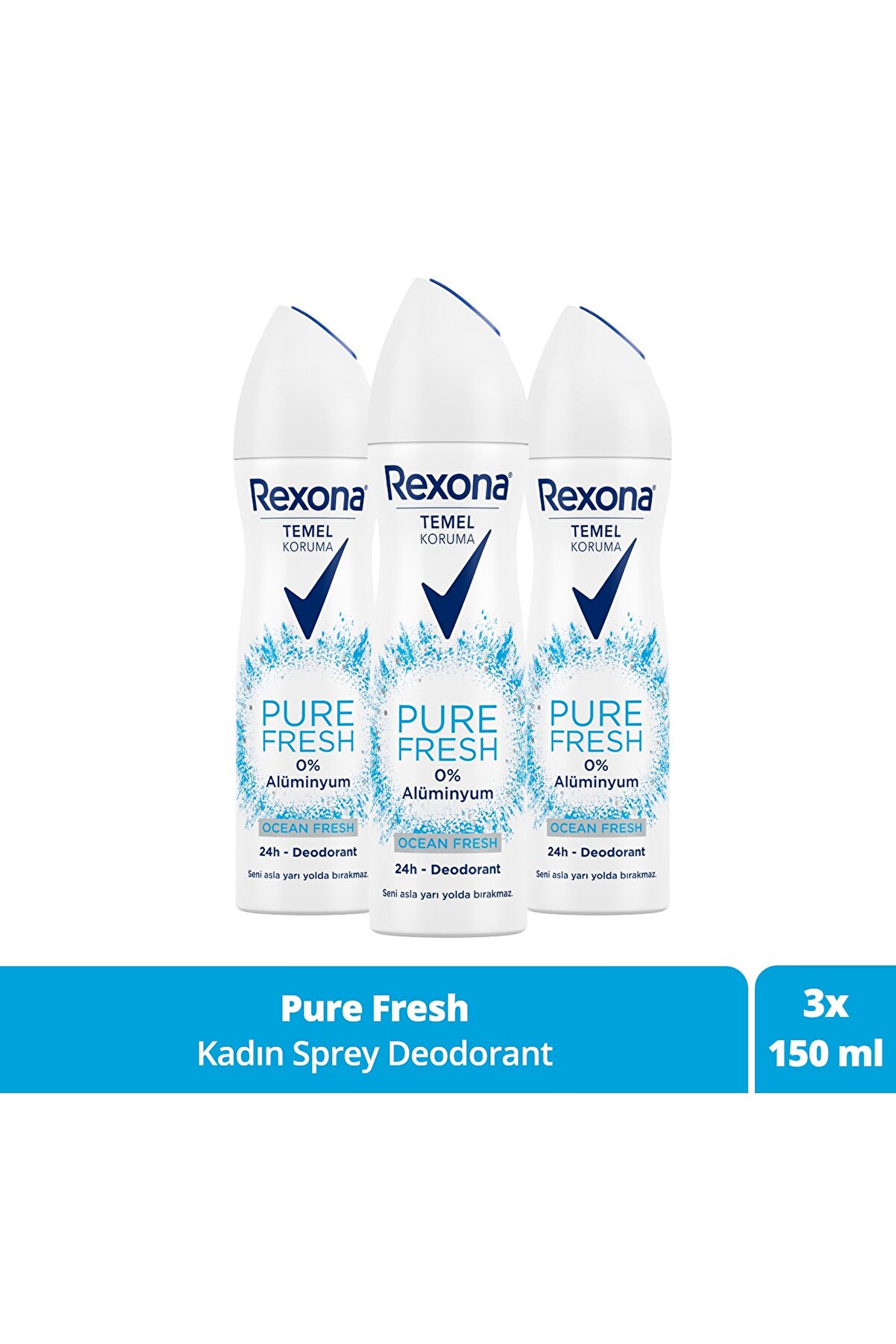 Rexona Temel Koruma Kadın Deodorant Sprey Pure Fresh Ocean Fresh 150 ml x3 Adet