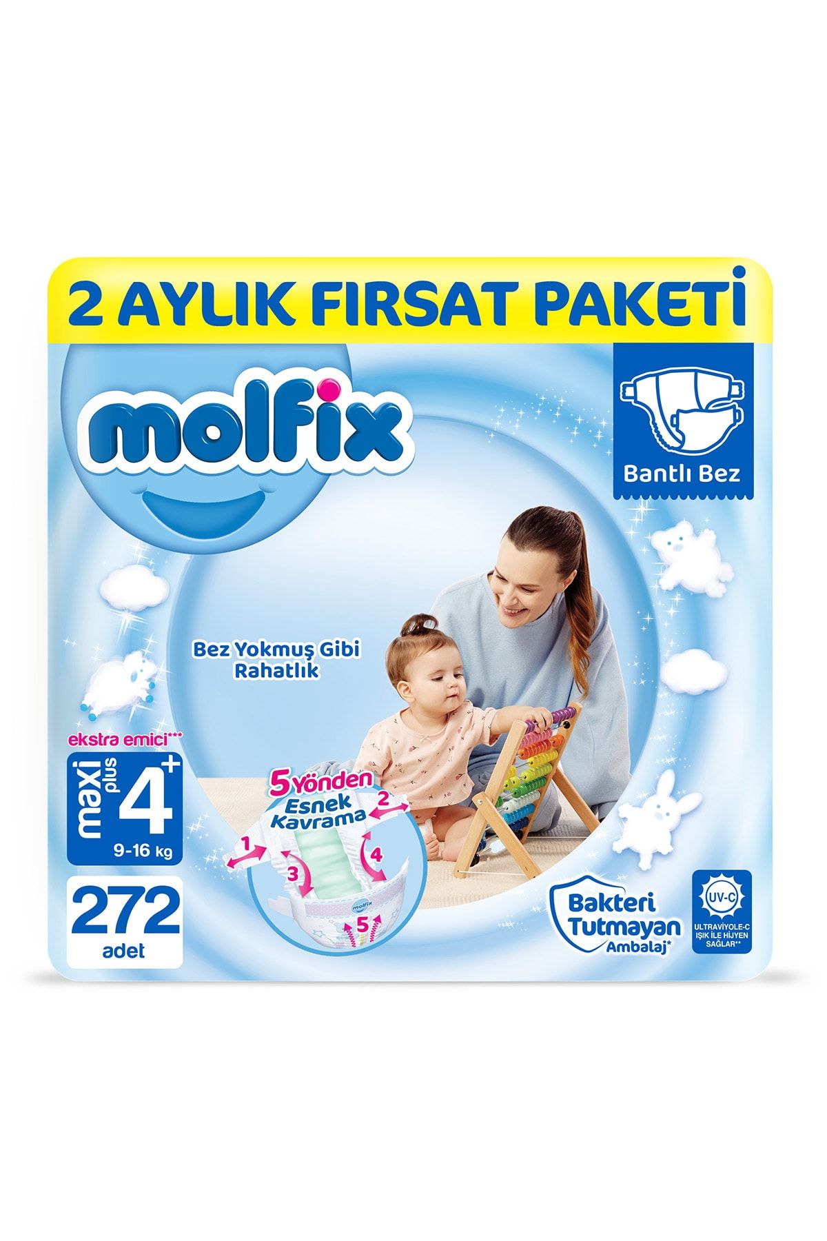 Molfix Bebek Bezi 4 Beden Maxi Plus 2 Aylık Fırsat Paketi 272 Adet